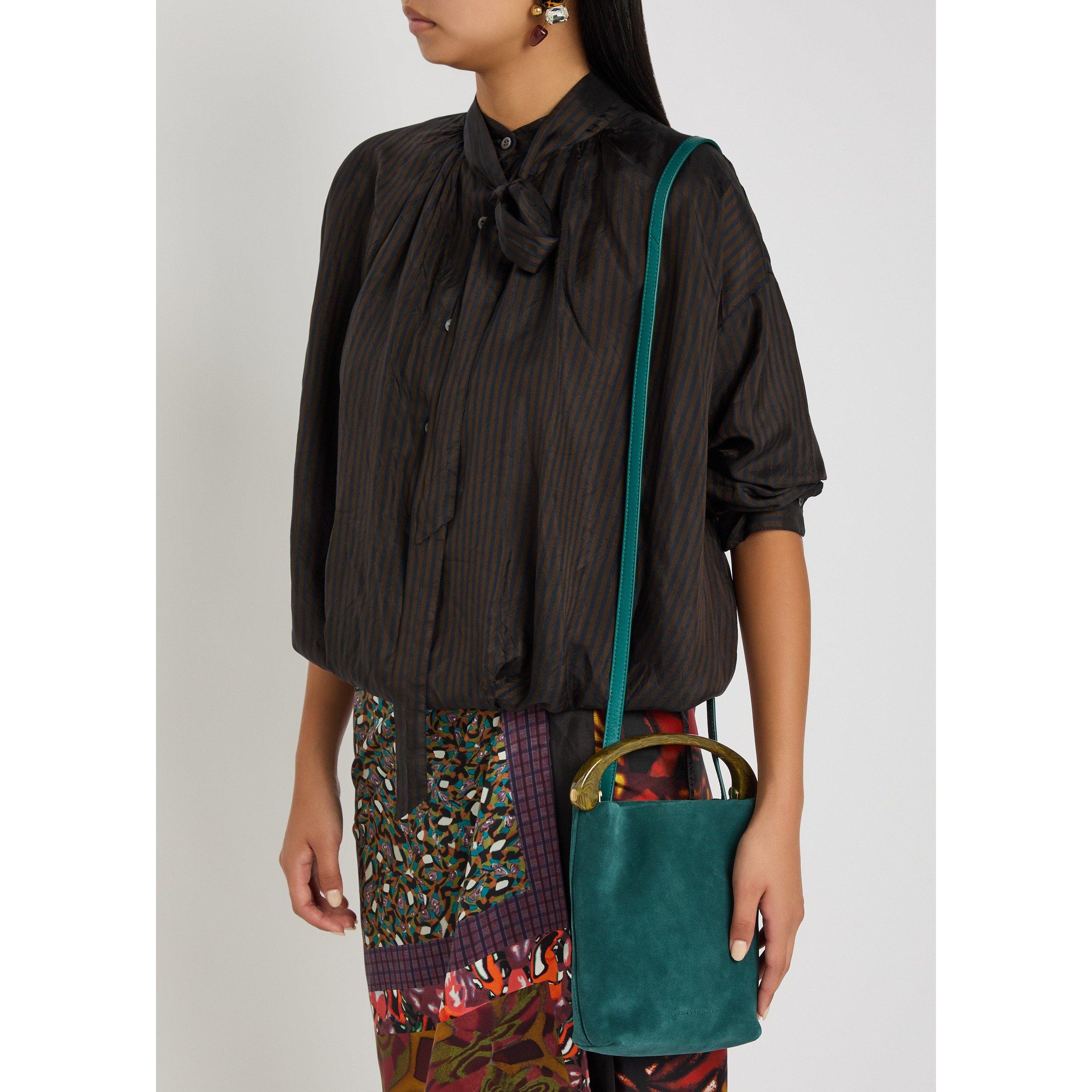 TEAL - Dries Van Noten - CRISP SUEDE BAG TOP HANDLE - 3