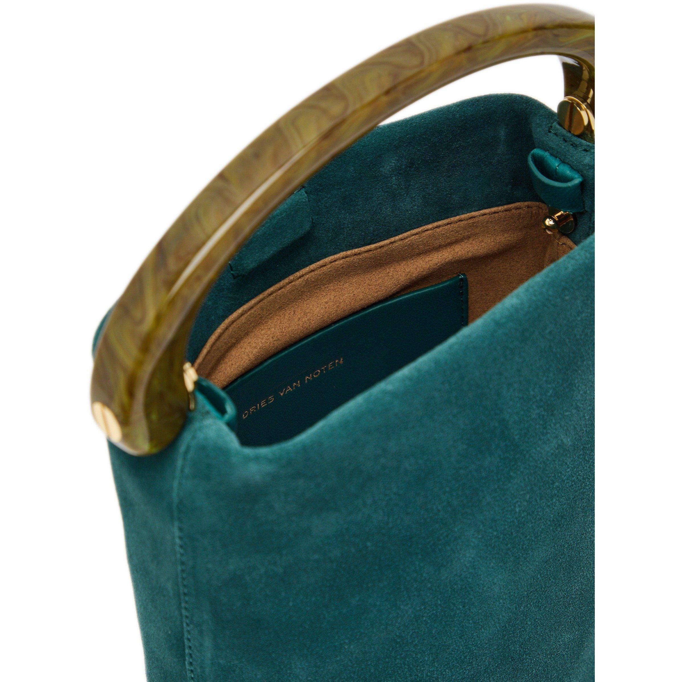 TEAL - Dries Van Noten - CRISP SUEDE BAG TOP HANDLE - 5