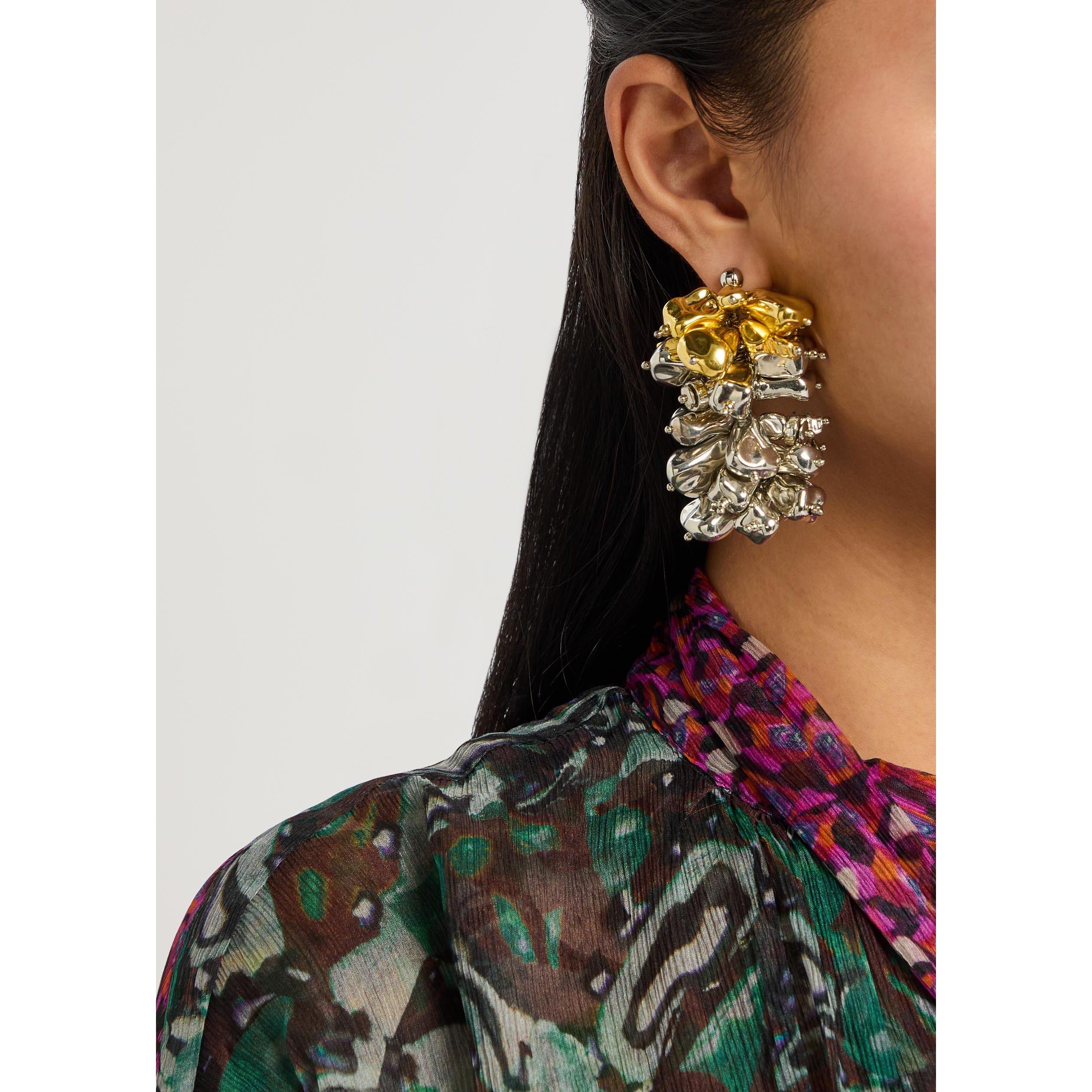 SILVER - Dries Van Noten - Women's Beaded Two Tone Drop Earrings - 3