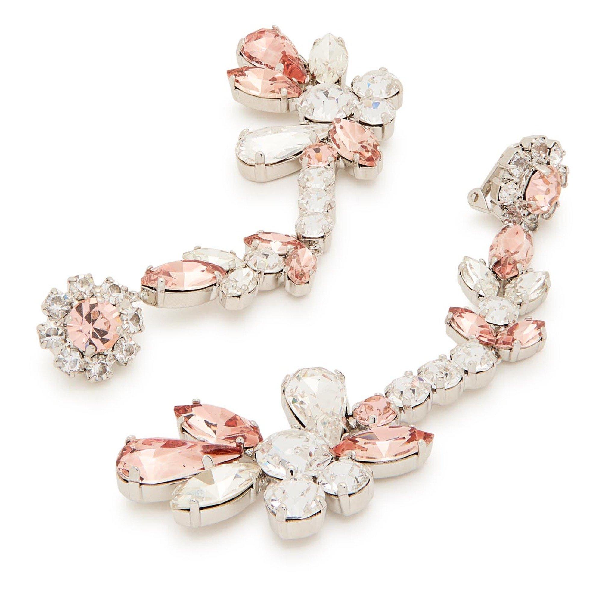 PINK - Erdem - Women's Crystal Floral Drop Earrings - 2