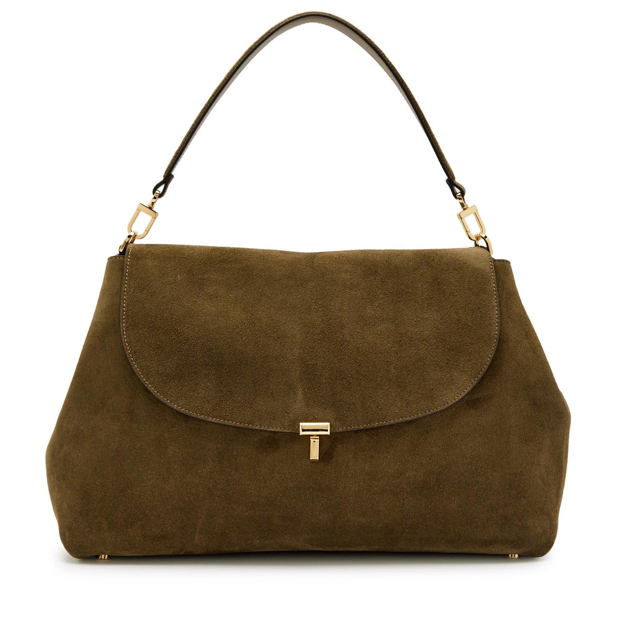 TAUPE - Toteme - T-LOCK SUEDE SATCHEL