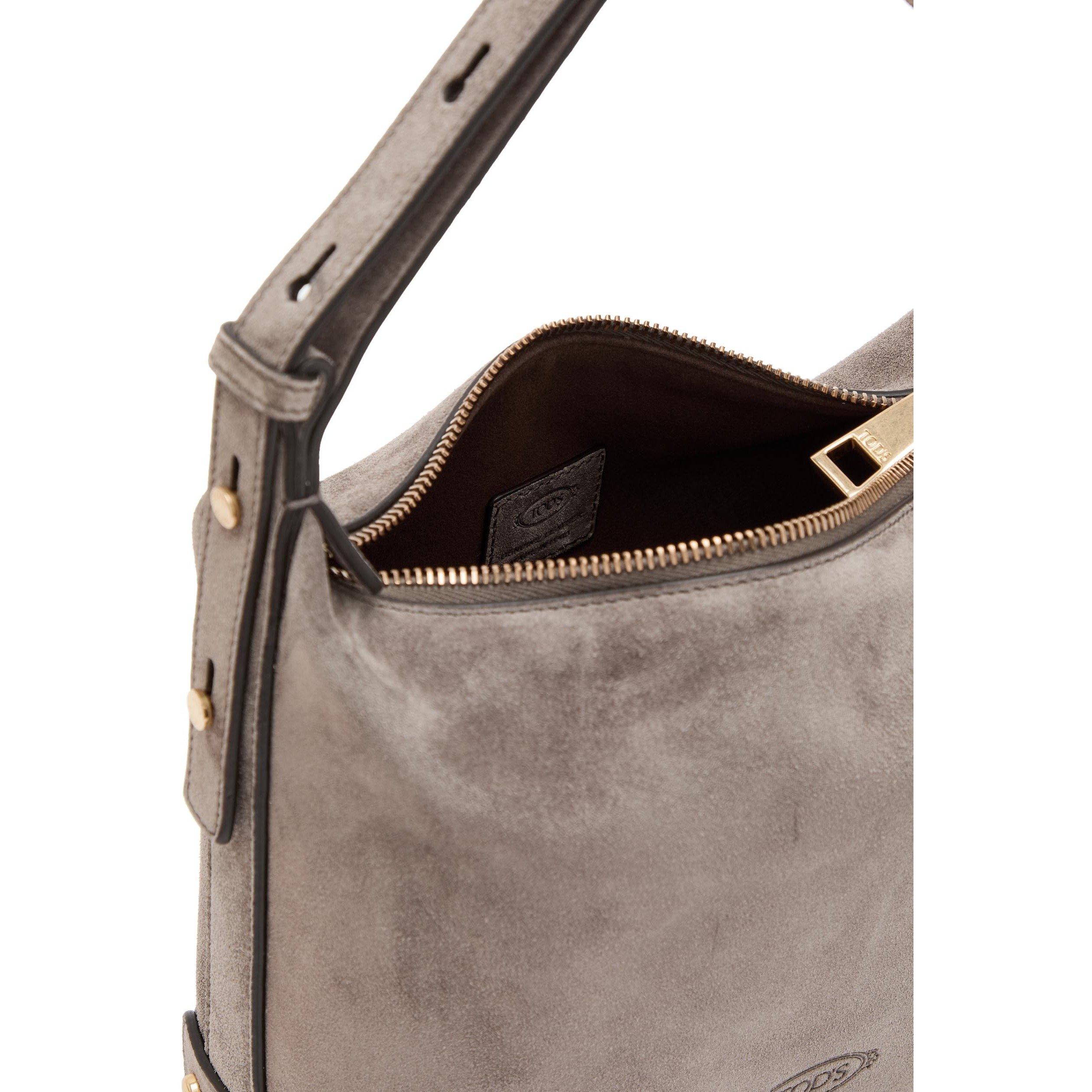 TAUPE - Tods - Women's GMT Sacca Mini Suede Top Handle Bag - 5