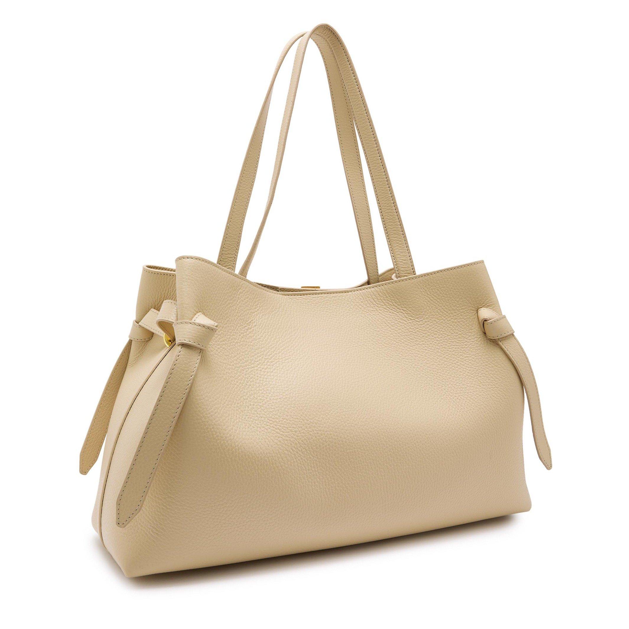 CREAM - Yuzefi - GYOZA TOTE PEBBLE GRAIN LEATHE - 2