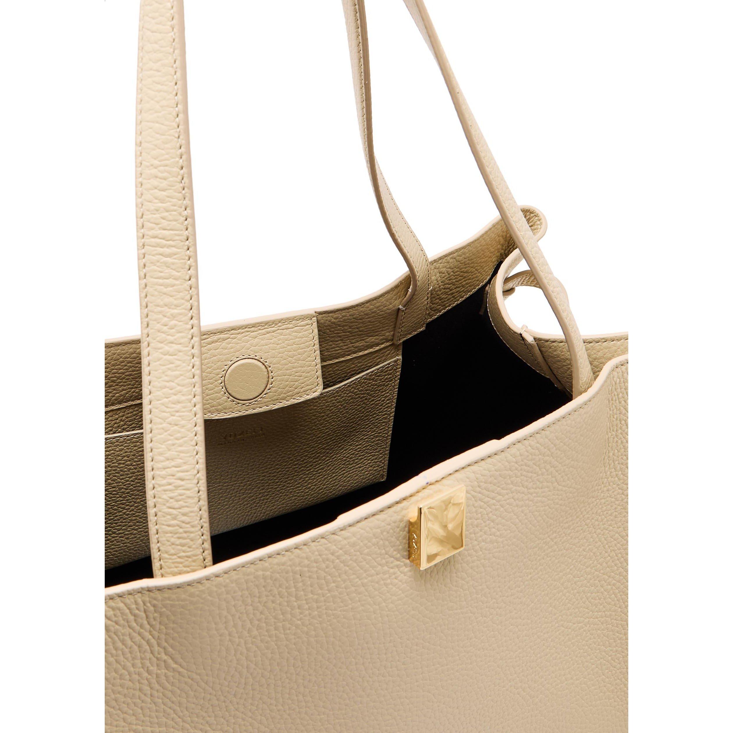CREAM - Yuzefi - GYOZA TOTE PEBBLE GRAIN LEATHE - 5