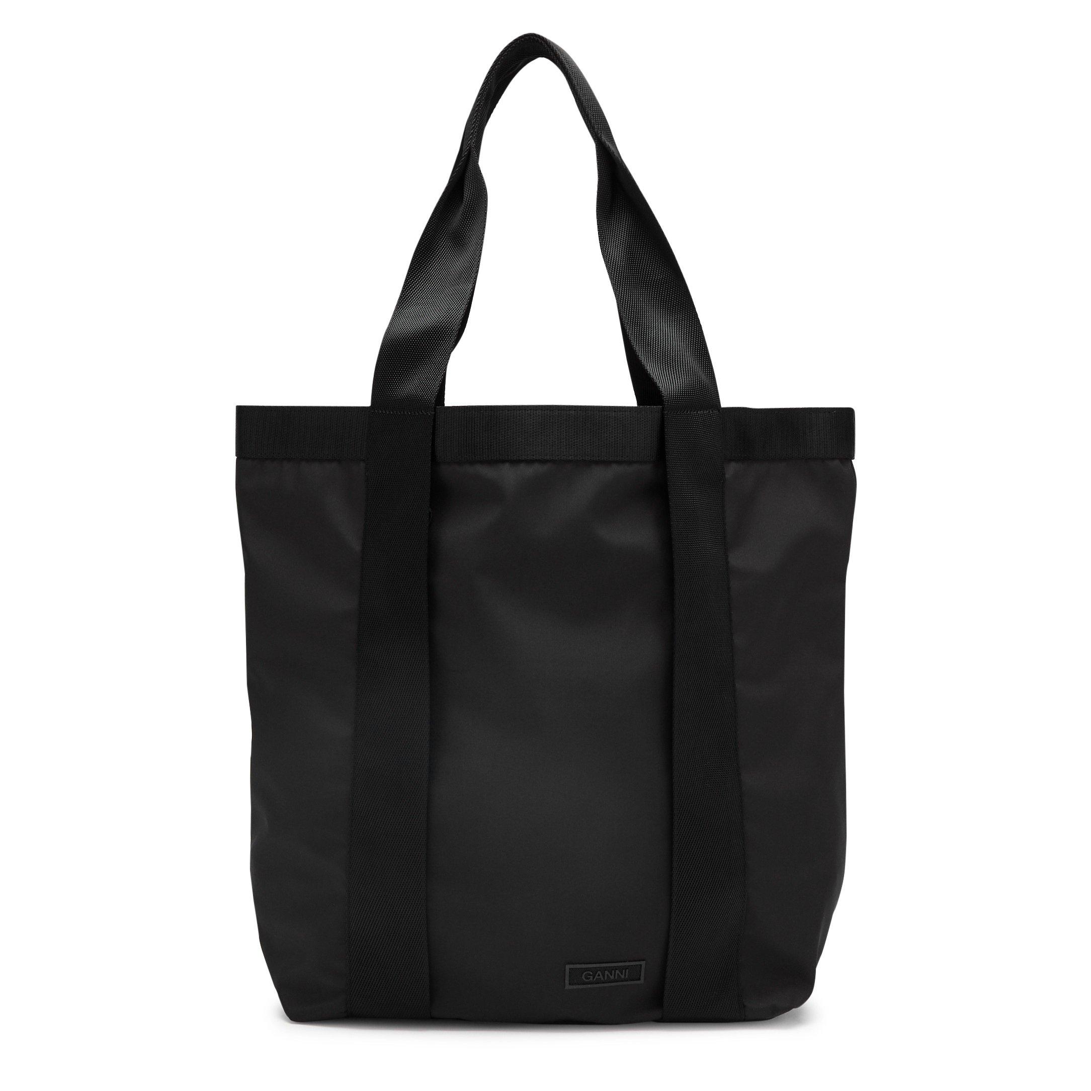 BLACK - Ganni - A RECYCLED TECH LARGE TOTE - 1