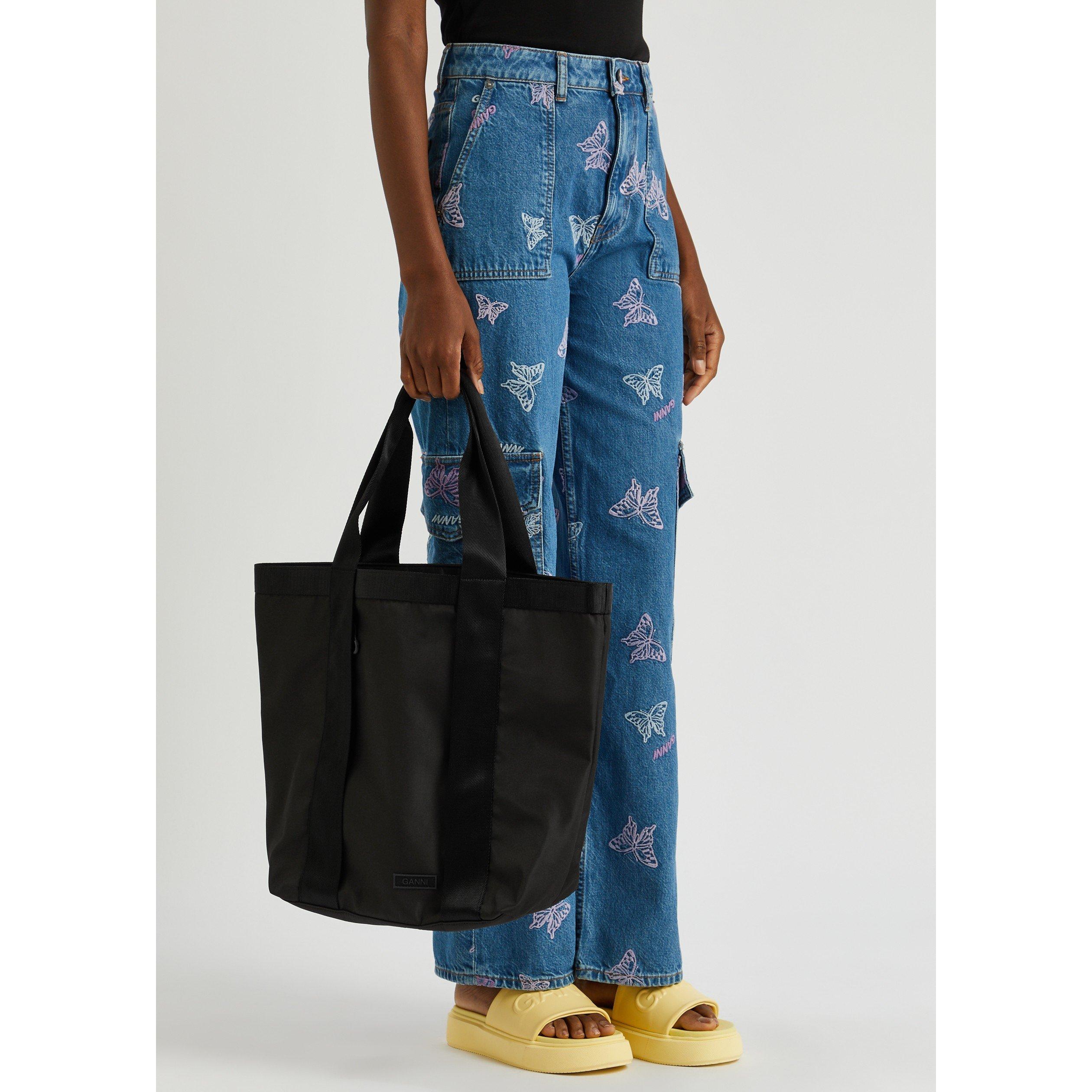 BLACK - Ganni - A RECYCLED TECH LARGE TOTE - 3