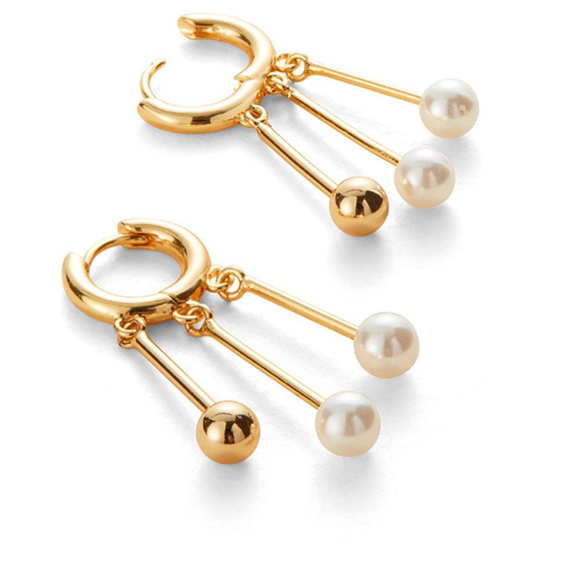 GOLD AND OTHER - Jenny Bird - NOVA PEARL 3 DROP EARRINGS - 1