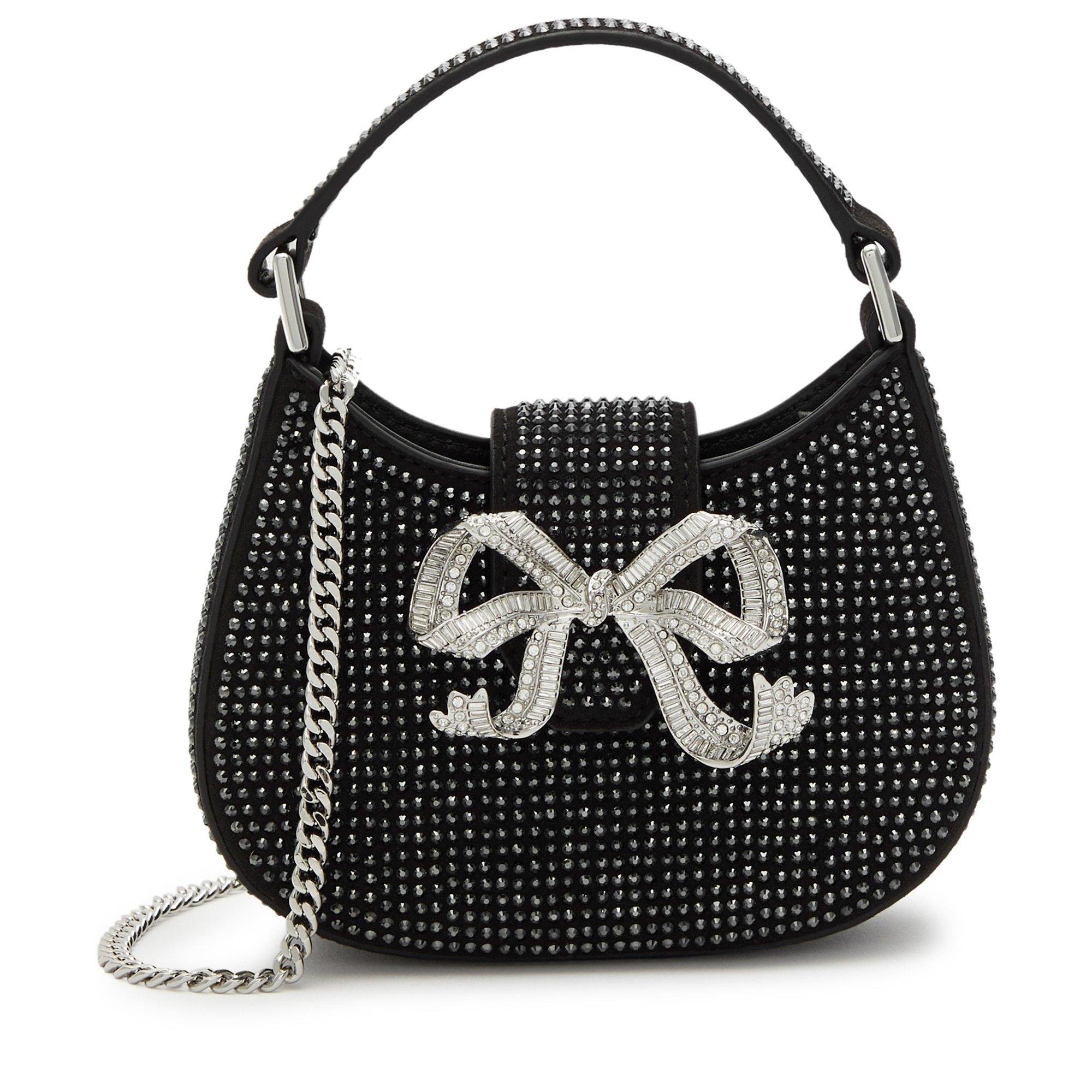 BLACK - Self Portrait - RHINESTONE CRESCENT MICRO BAG - 1