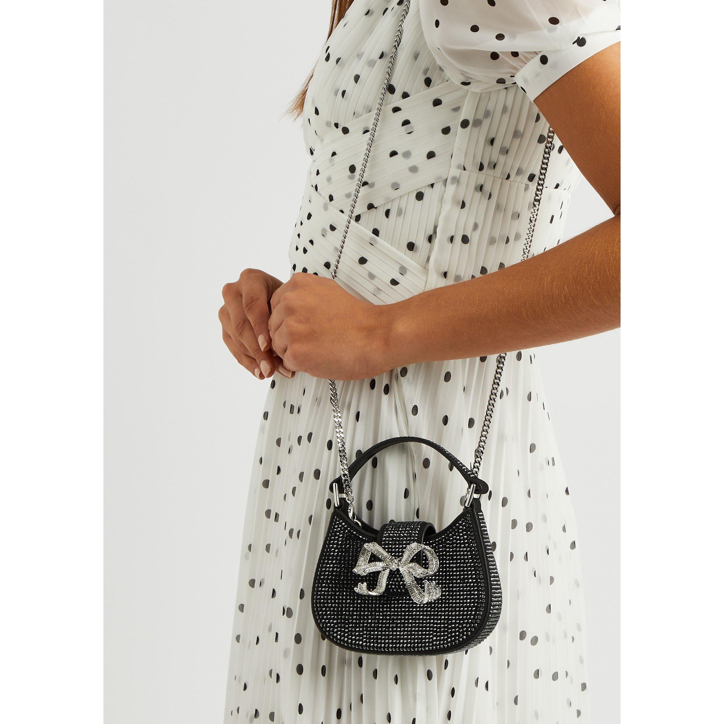 BLACK - Self Portrait - RHINESTONE CRESCENT MICRO BAG - 3