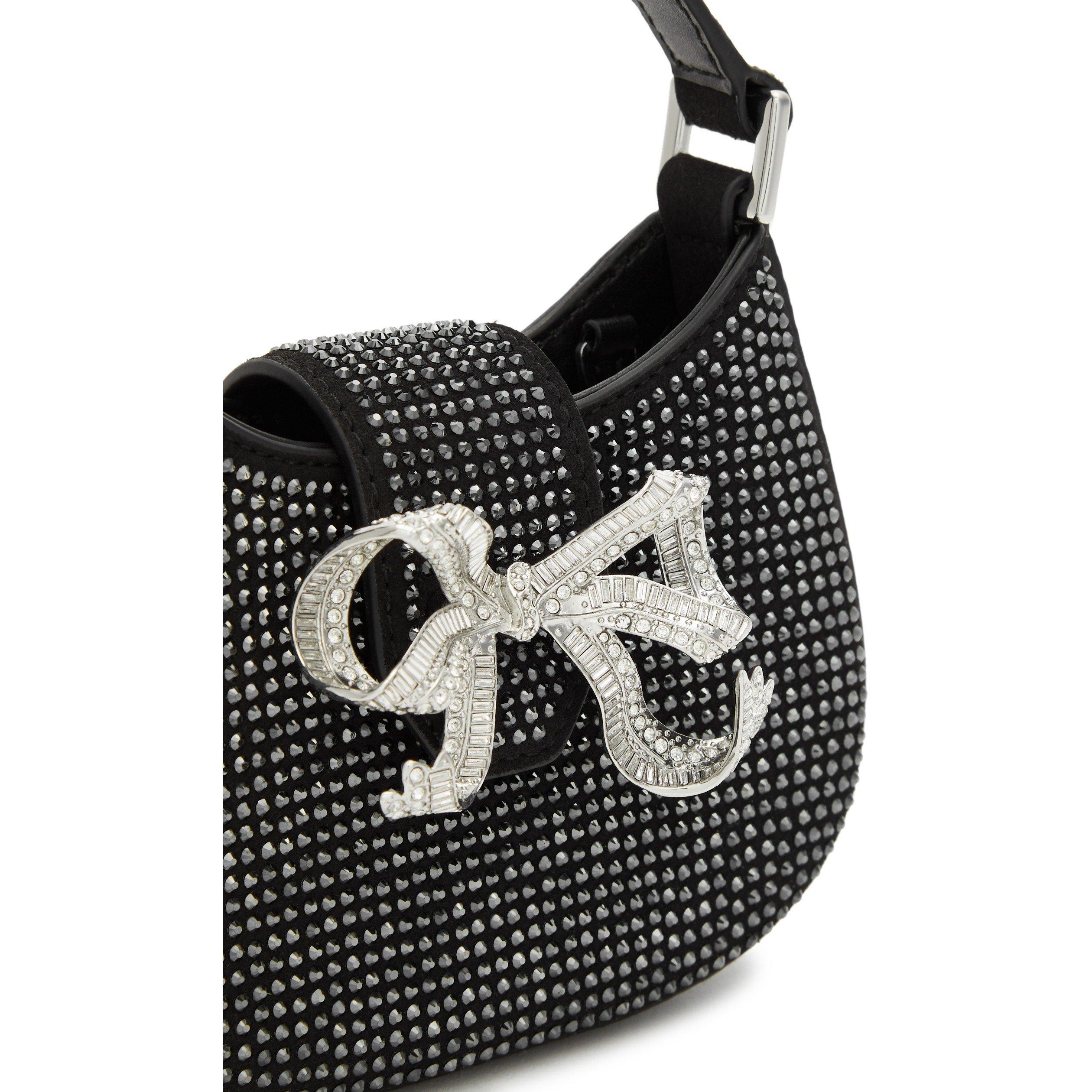 BLACK - Self Portrait - RHINESTONE CRESCENT MICRO BAG - 4