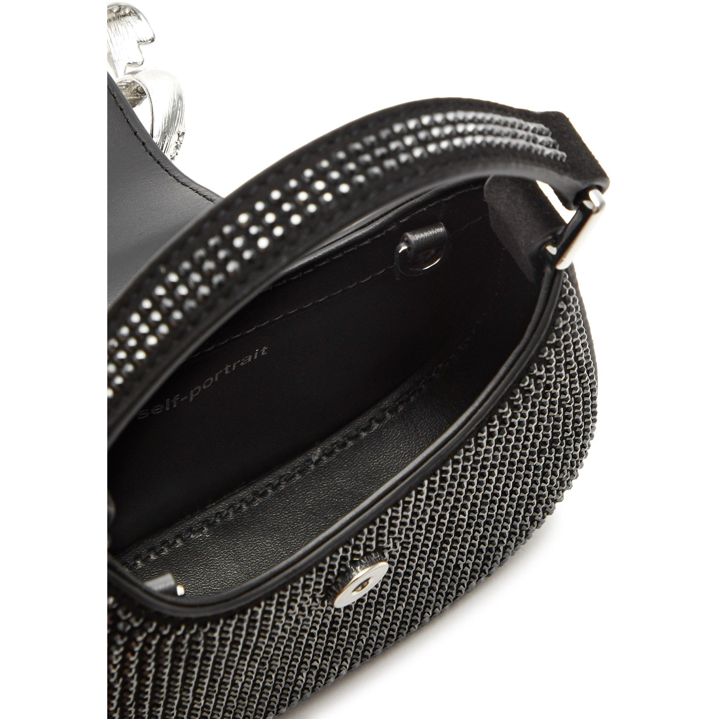 BLACK - Self Portrait - RHINESTONE CRESCENT MICRO BAG - 5