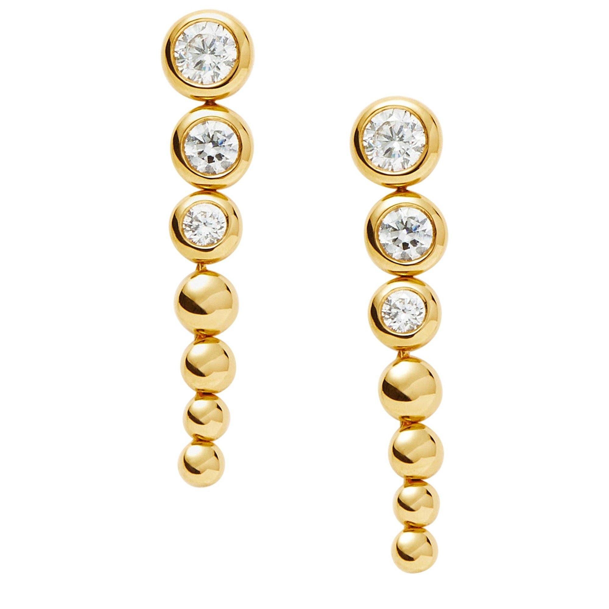 GOLD - Missoma - WHITE CZ BEADED DROP EARRINGS - 1