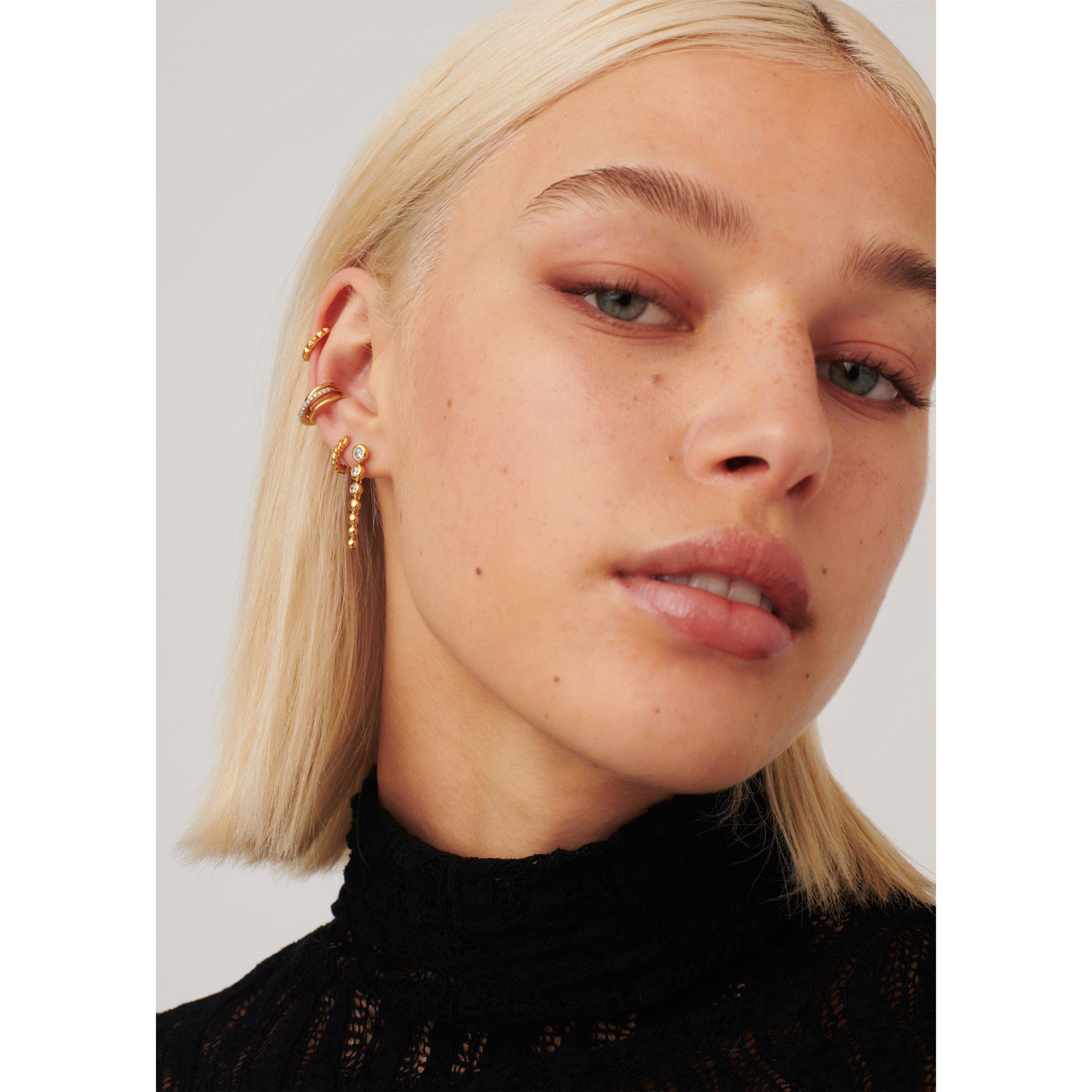 GOLD - Missoma - WHITE CZ BEADED DROP EARRINGS - 3