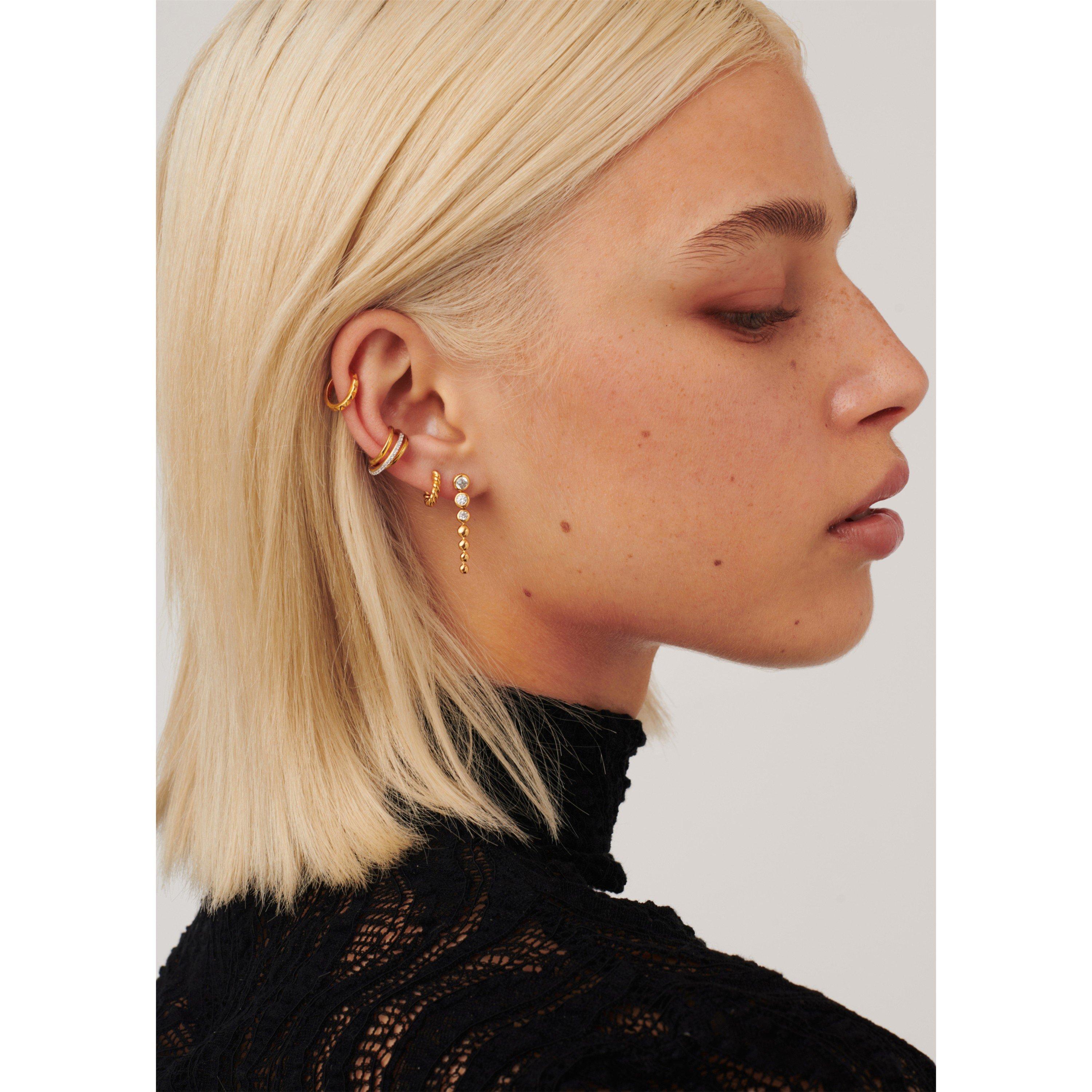 GOLD - Missoma - WHITE CZ BEADED DROP EARRINGS - 4