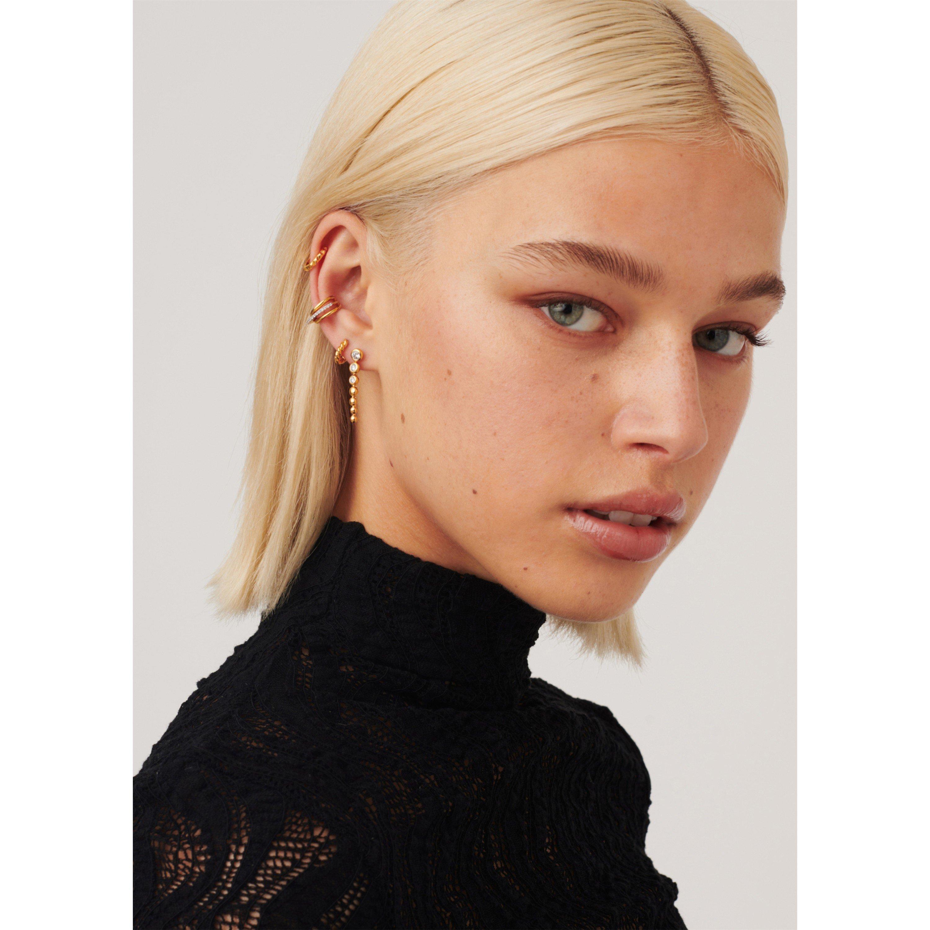 GOLD - Missoma - WHITE CZ BEADED DROP EARRINGS - 5