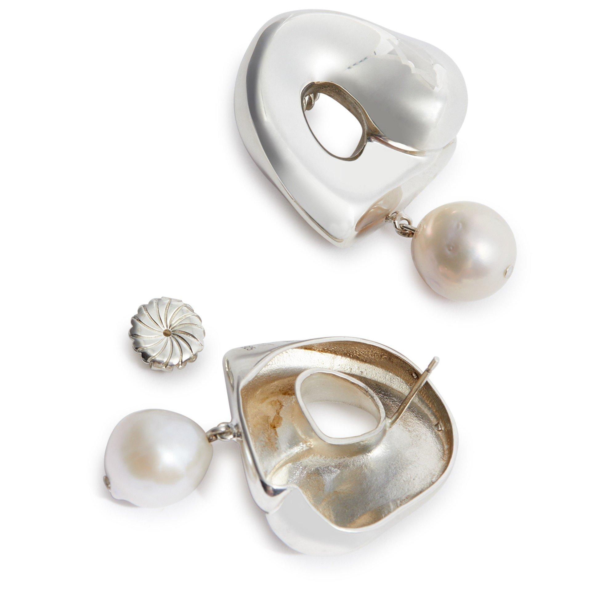 SILVER - AGMES - LARGE SANDRA PEARL EARRINGS - 2
