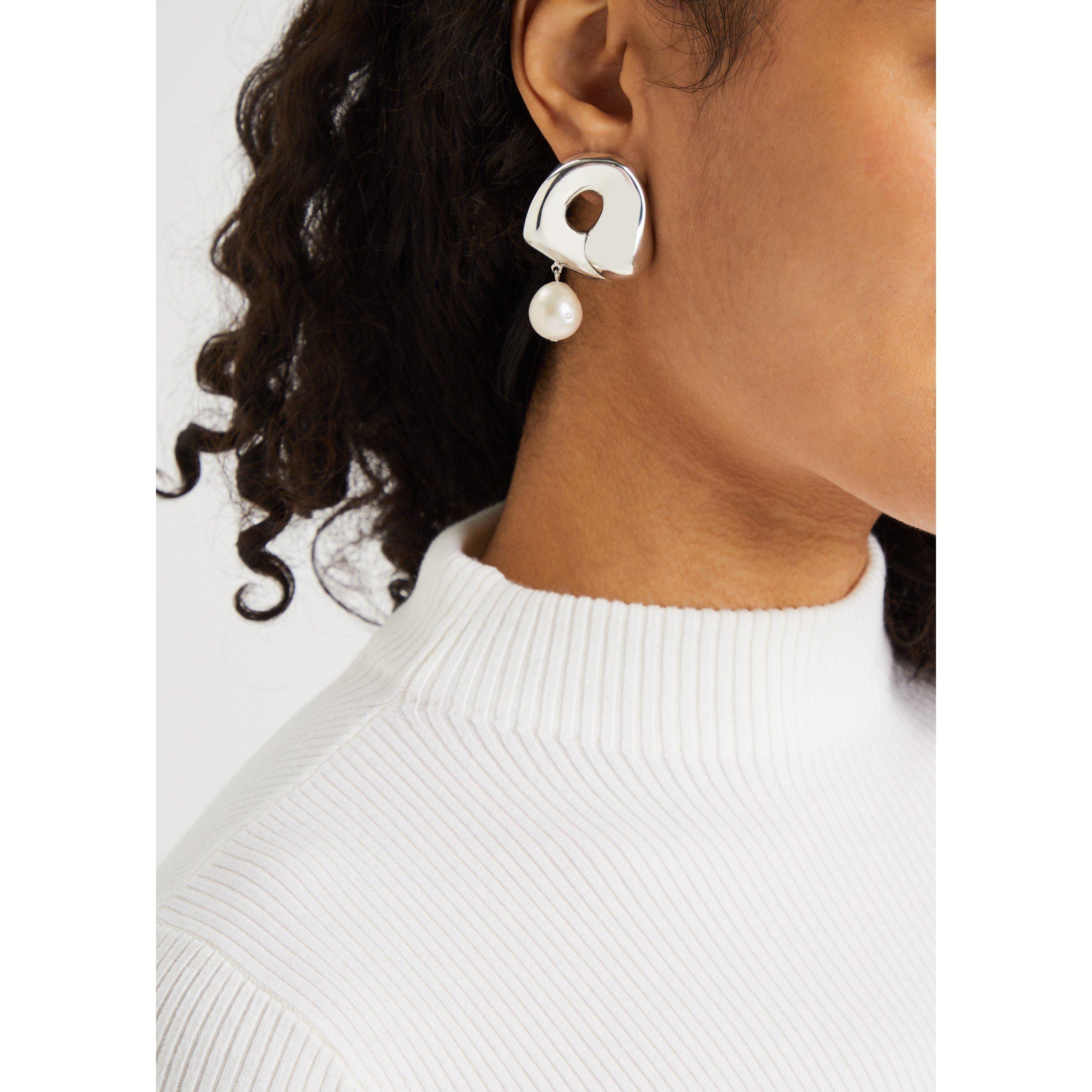 SILVER - AGMES - LARGE SANDRA PEARL EARRINGS - 3