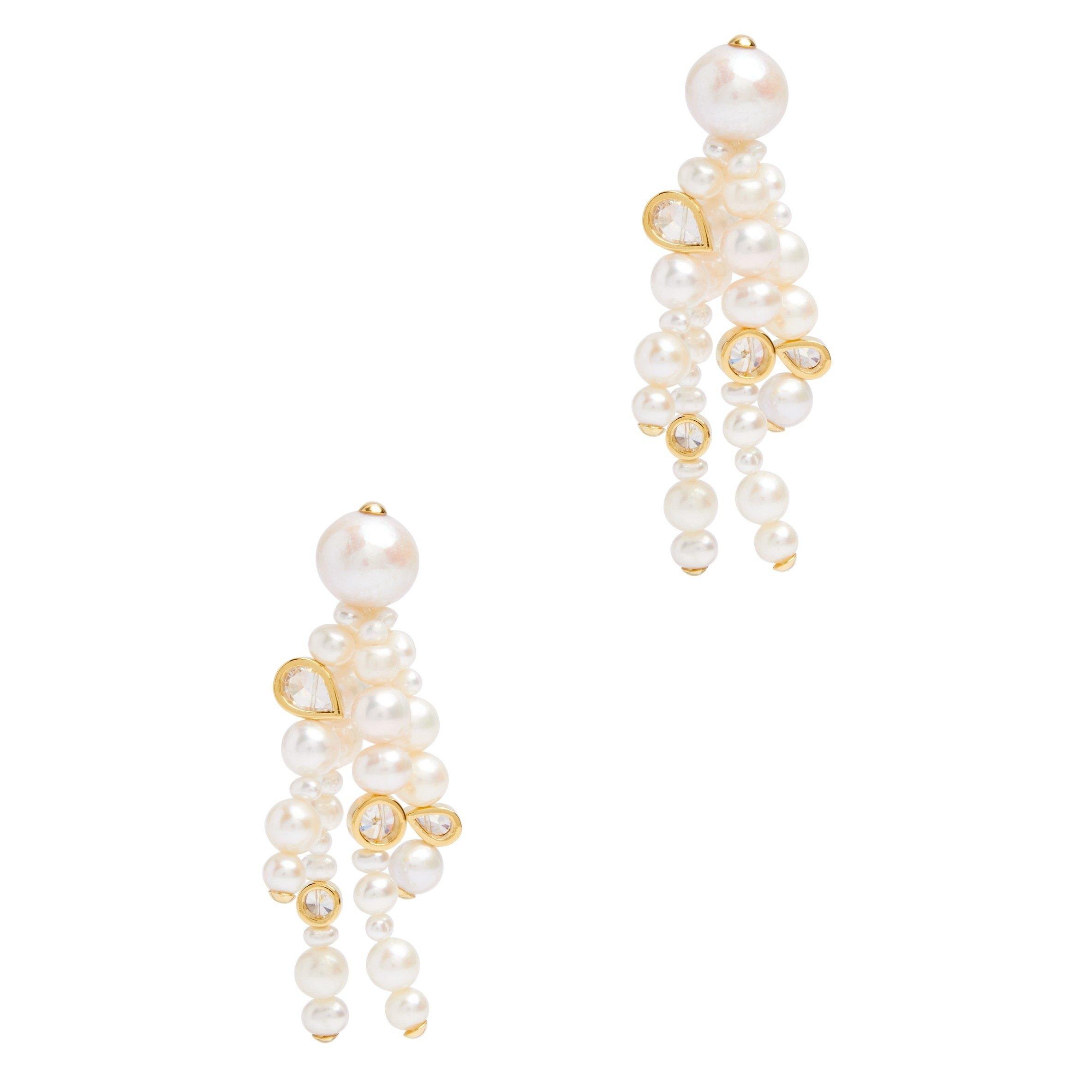 PEARL AND OTHER - Completedworks - P119 CASCADE PEARL CZ EARRINGS - 1
