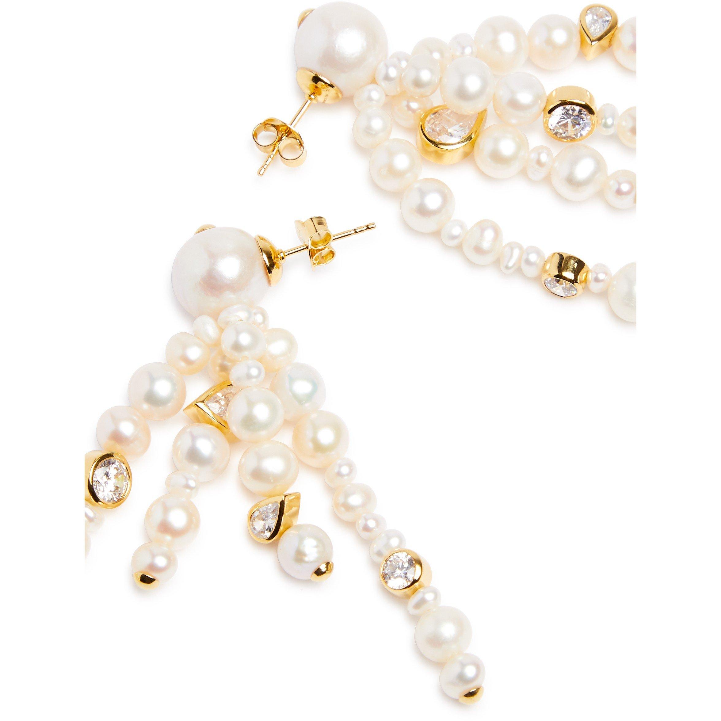 PEARL AND OTHER - Completedworks - P119 CASCADE PEARL CZ EARRINGS - 2