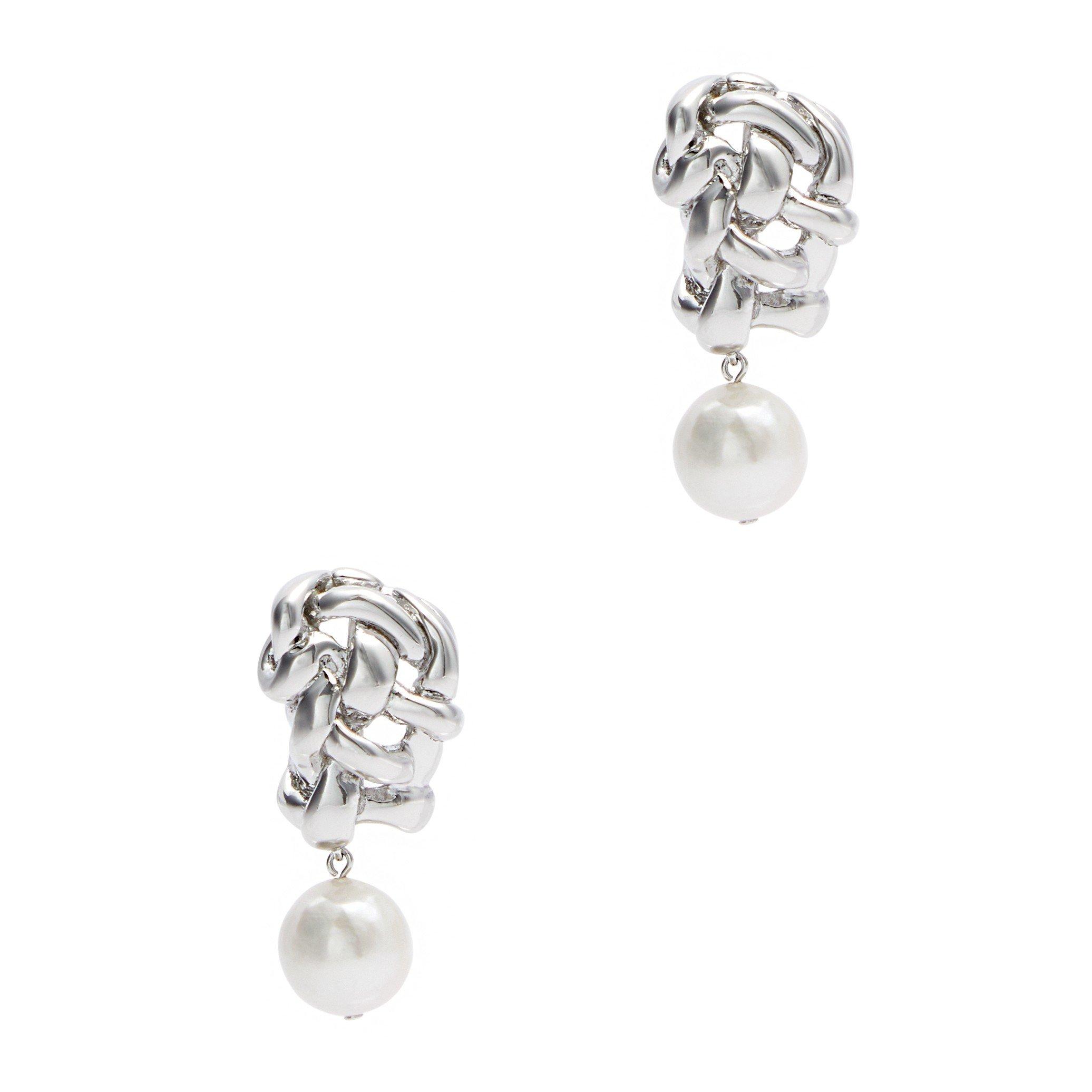 SILVER - Completedworks - R2171 WOVEN PEARL EARRINGS