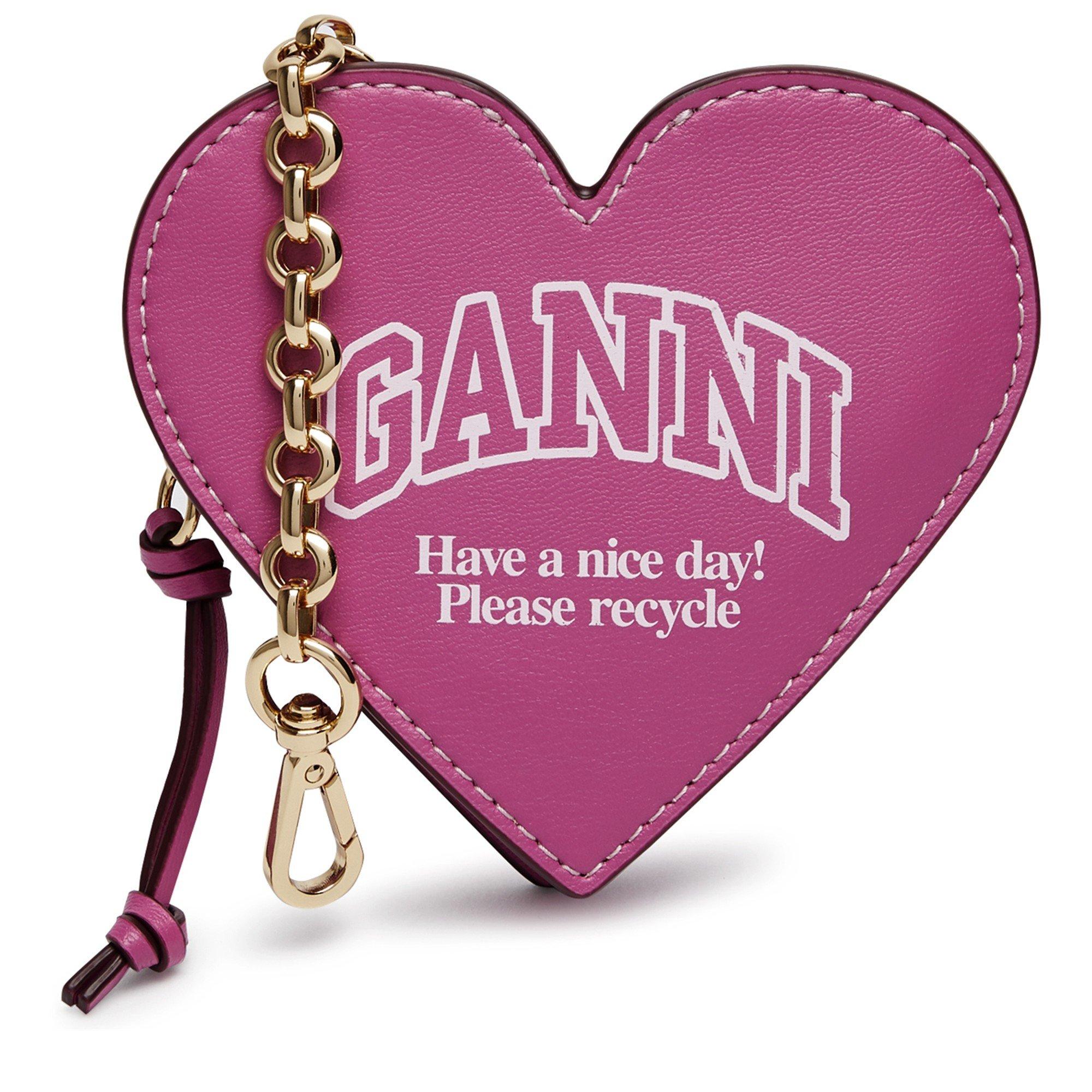 PINK - Ganni - ACC Heart Zipped Coin Purse - 1