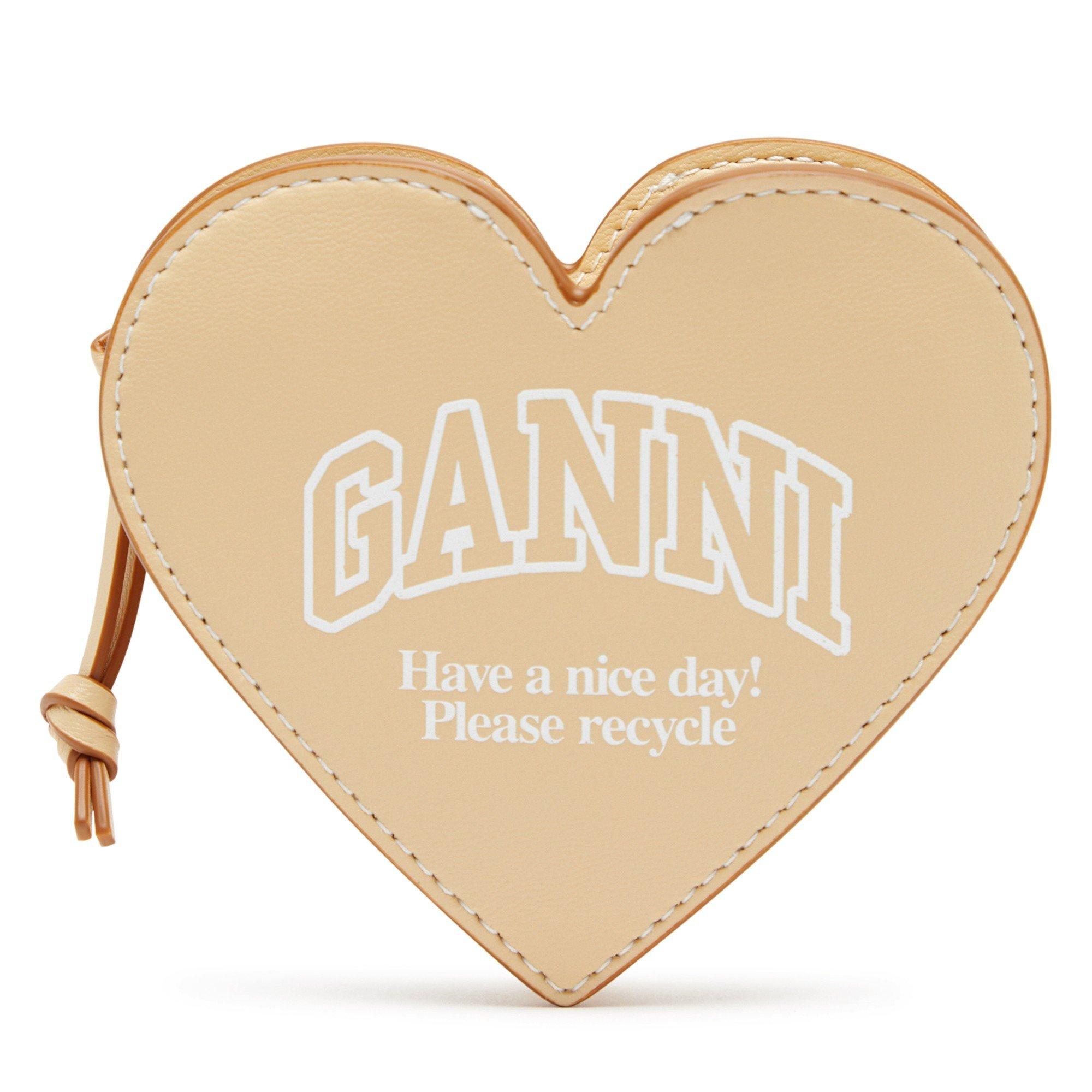 CREAM - Ganni - ACC Heart Zipped Coin Purse - 1