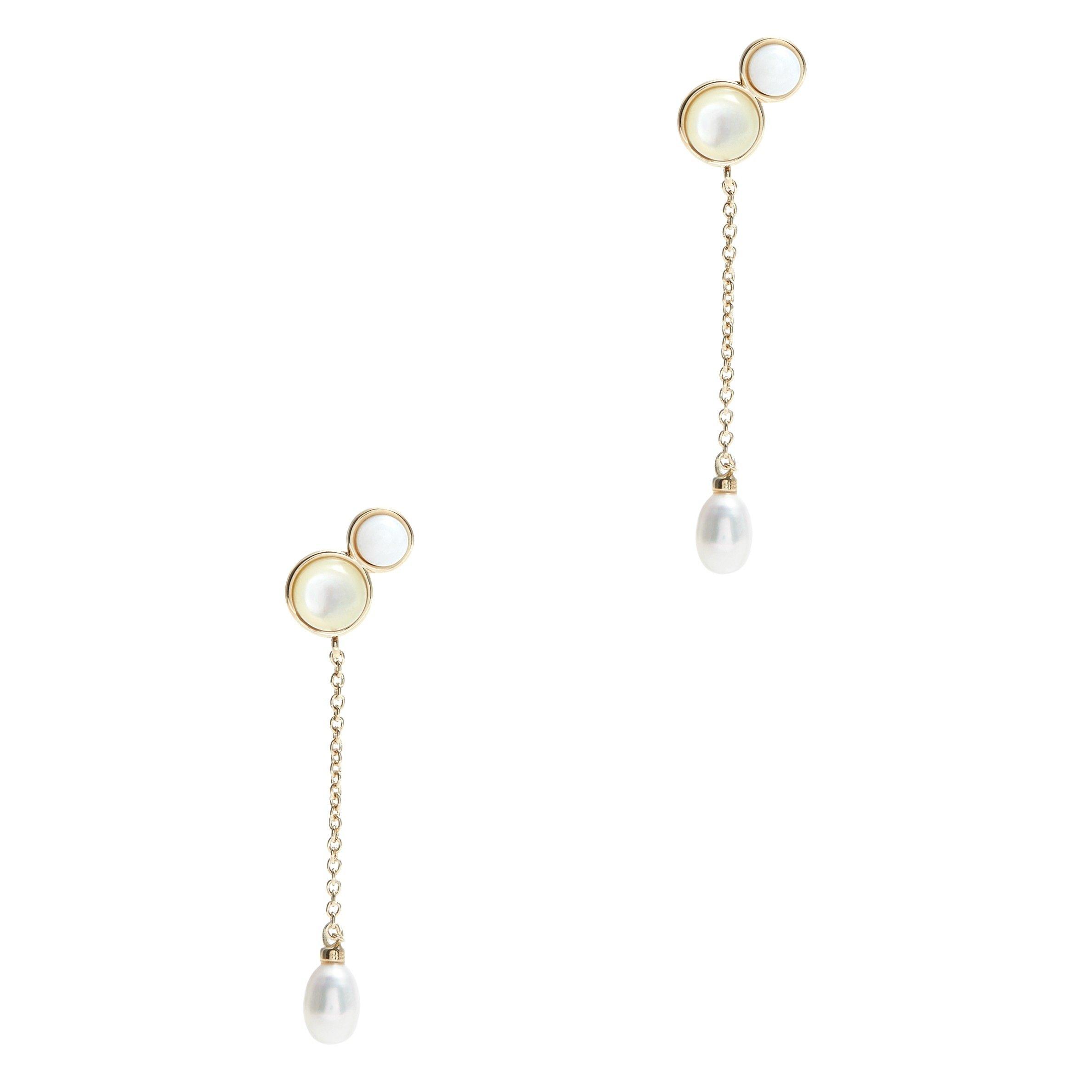 GOLD AND OTHER - Chloe - DARCEY LONG DROP PEARL EARRING - 1
