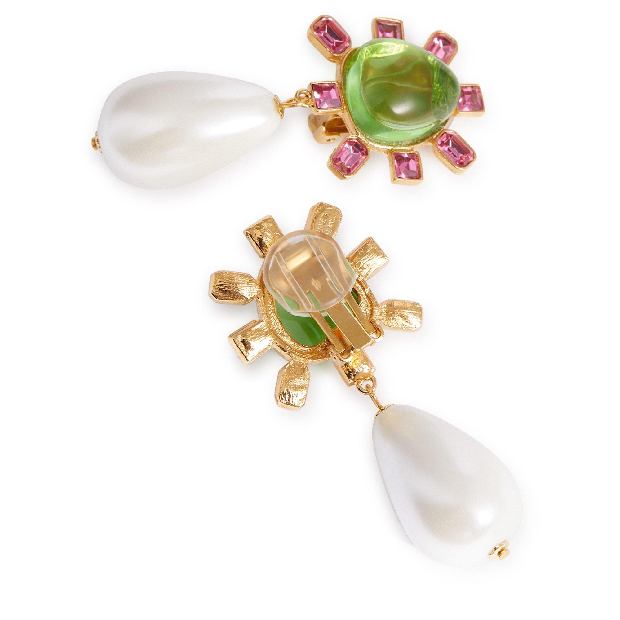 GREEN AND OTHER - Kenneth Jay Lane - Peridot Cabochon Center Pearl - 2