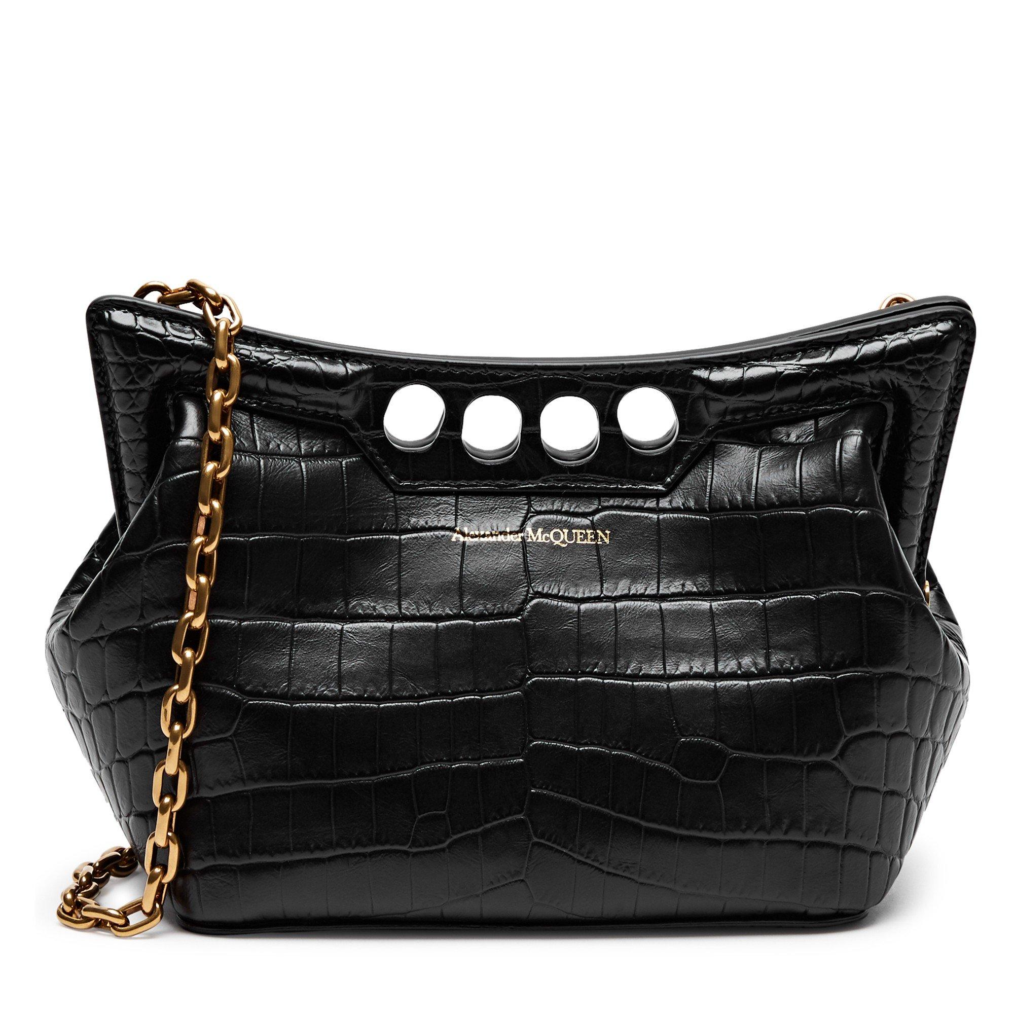 BLACK - Alexander McQueen - THE MINI PEAK CHAIN CROC EMBOS - 1