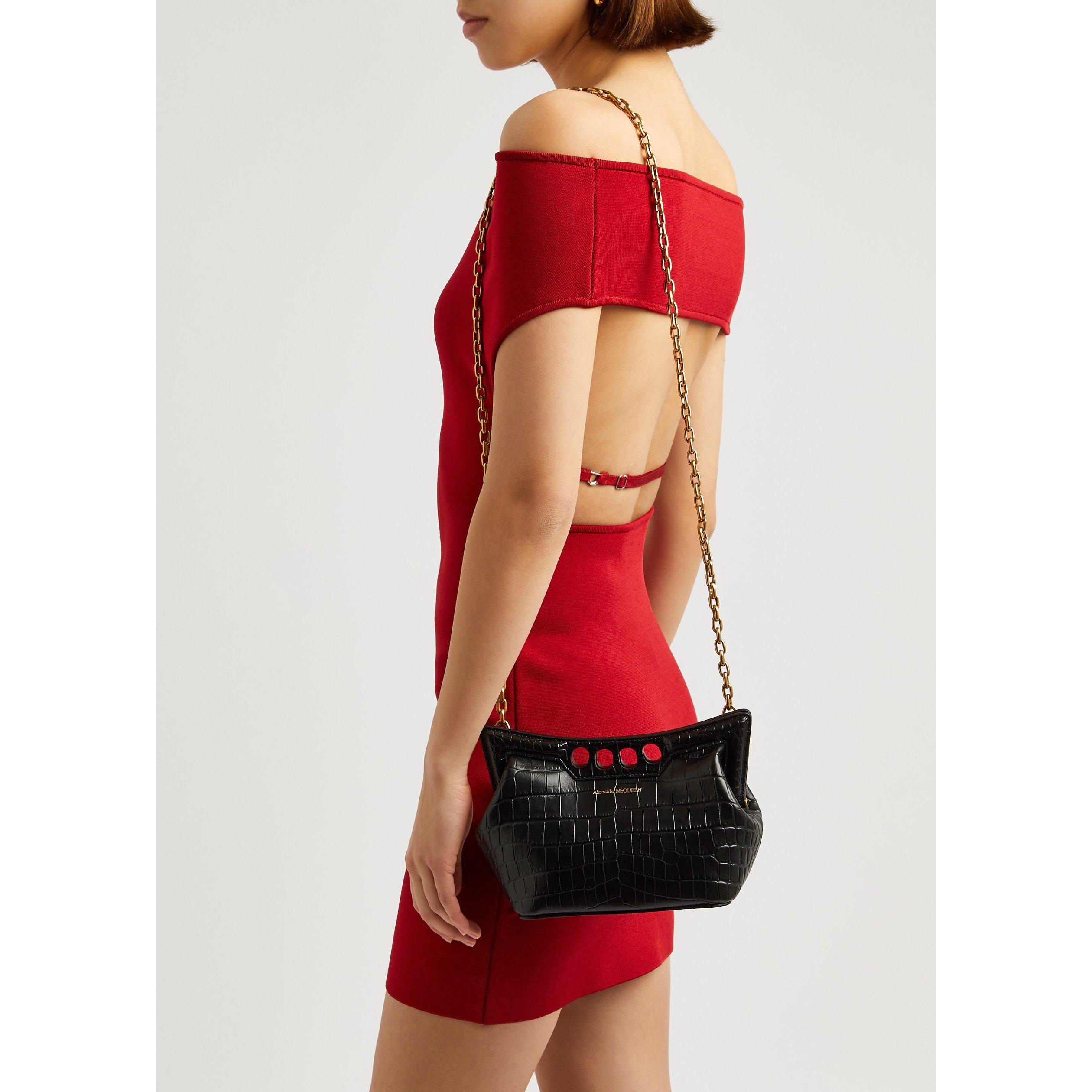 BLACK - Alexander McQueen - THE MINI PEAK CHAIN CROC EMBOS - 3