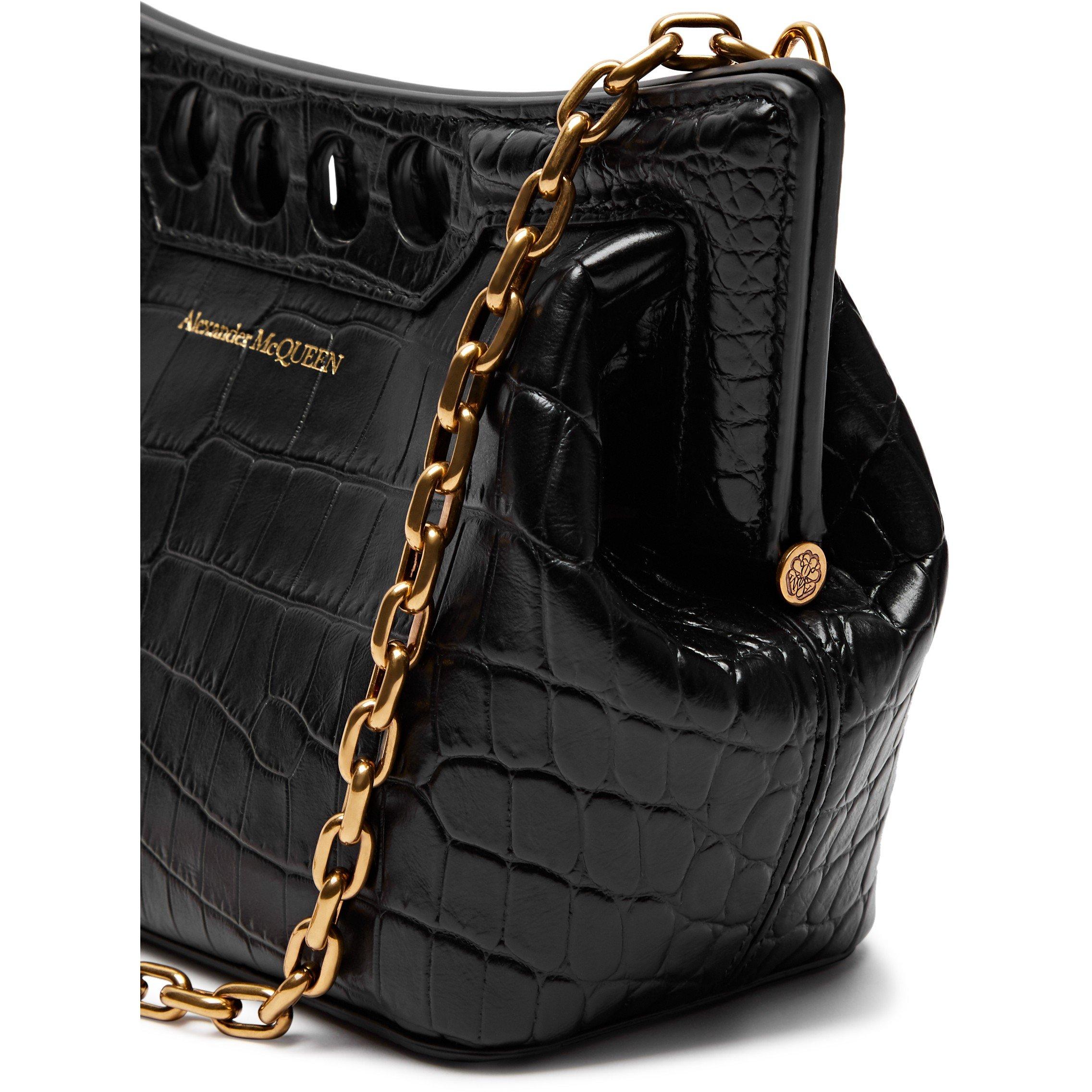 BLACK - Alexander McQueen - THE MINI PEAK CHAIN CROC EMBOS - 4