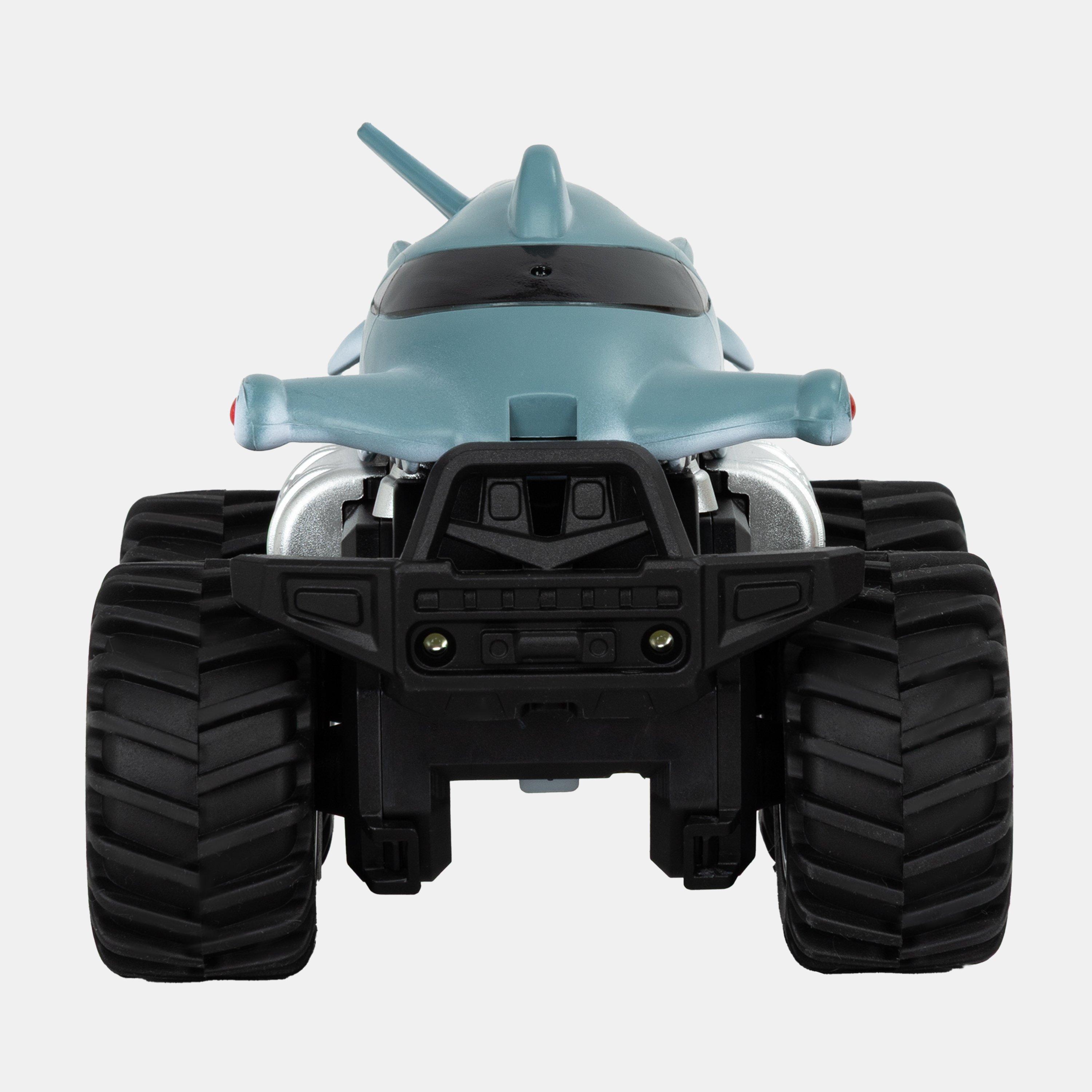 Grey - RC - Remote Control Amphibious Shark Waterproof Off-Road Car Juniors - 2