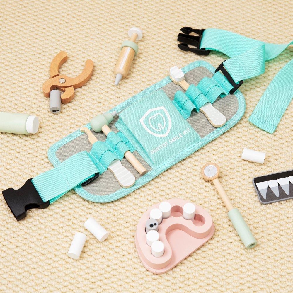 Blue - Tooky Toy - Wooden Dentist Tool Belt - 3