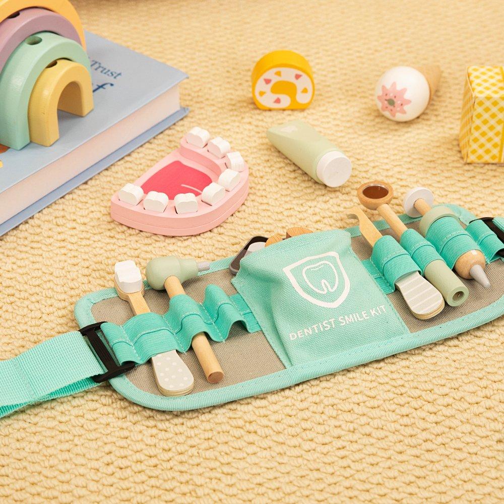 Blue - Tooky Toy - Wooden Dentist Tool Belt - 4