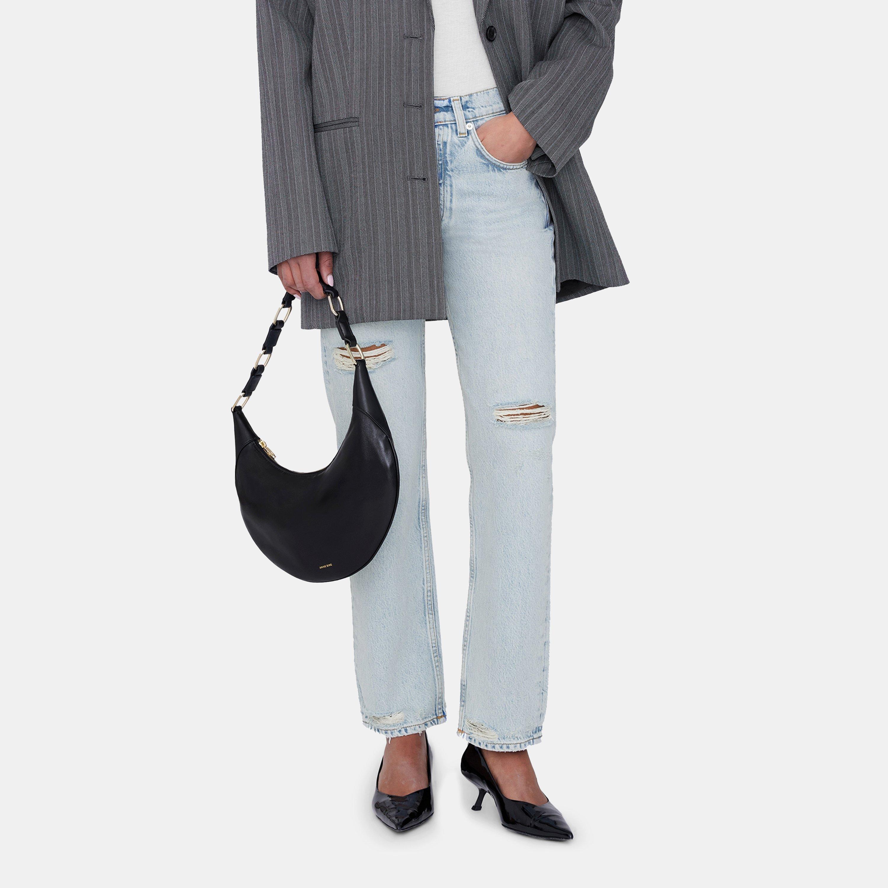  Black - Anine Bing - Womens Kate Leather Hobo Bag - 3