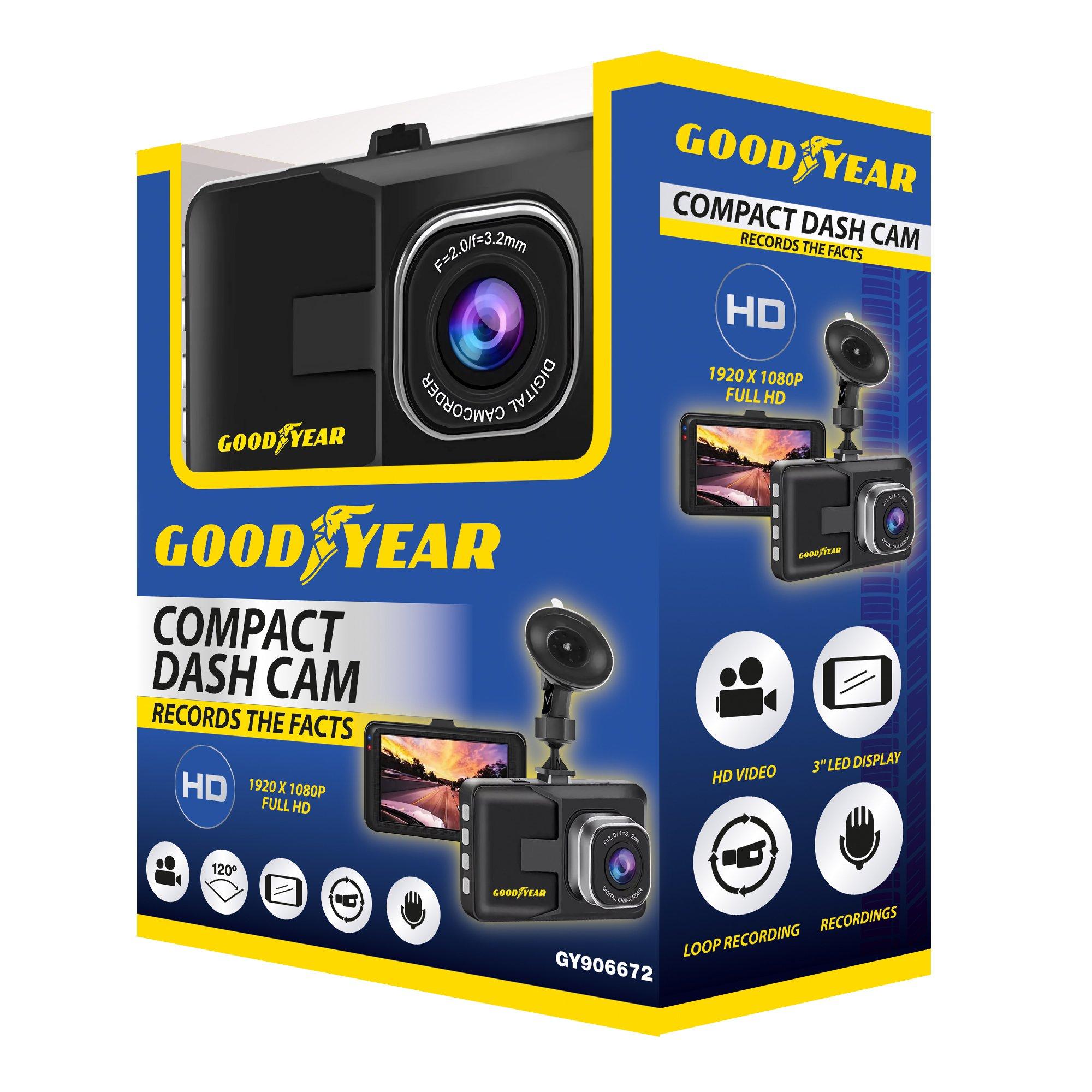 Black - Goodyear - Compact Dash Cam - 1