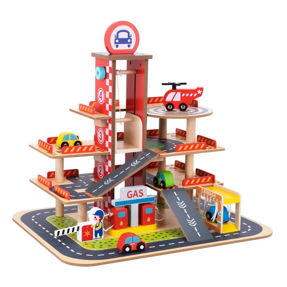 Multi - Tooky Toy - Wooden Garage - 4