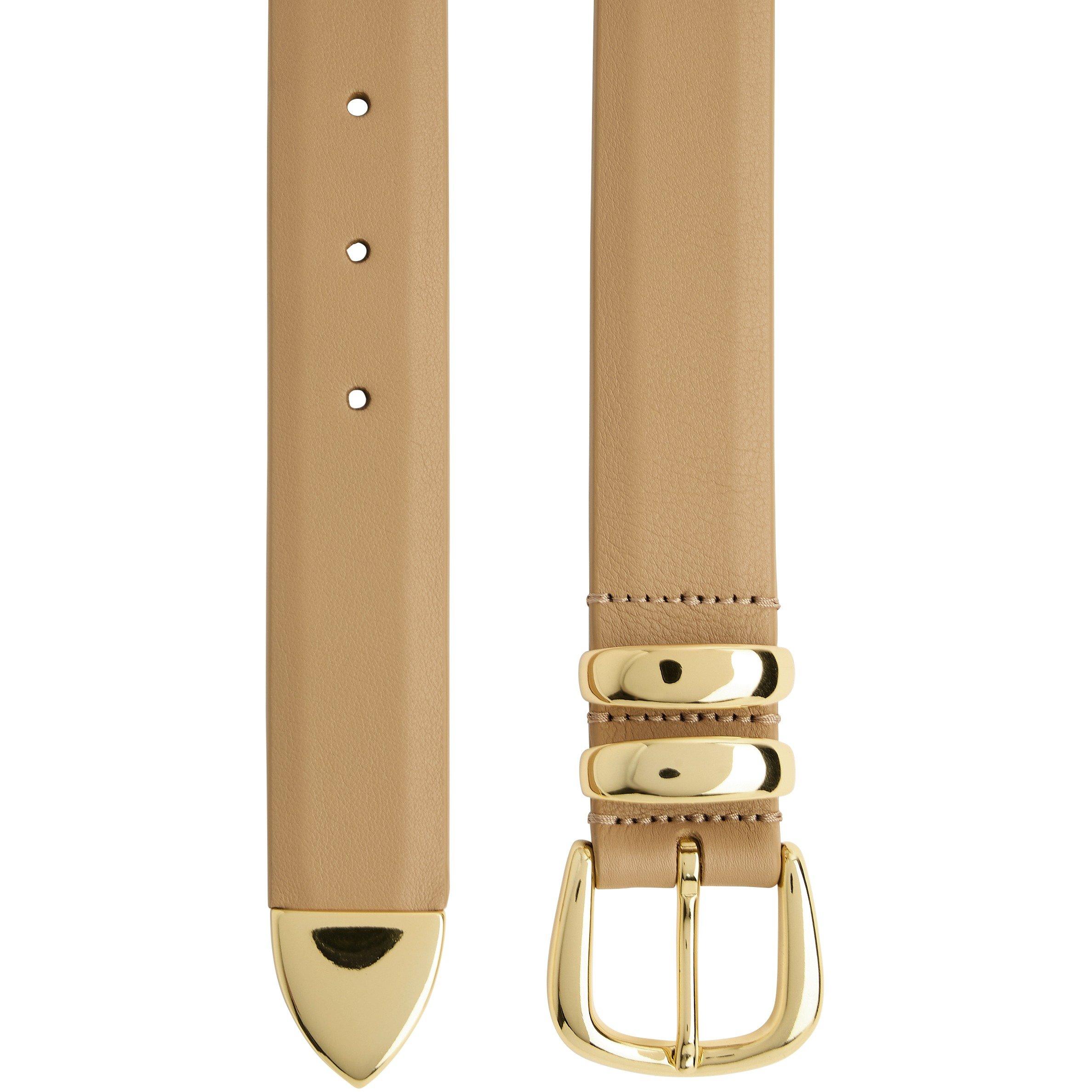 TAN - ANDERSONS BELTS - NARROW NAPA LEATHER GOLD BUCKL - 2