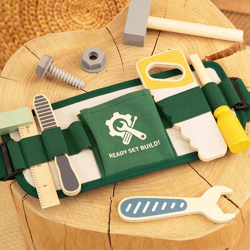 Brown - Tooky Toy - Wooden Toy Builders Tool Belt - 2