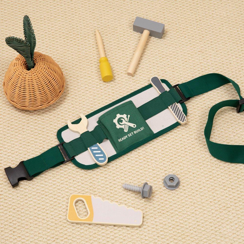 Brown - Tooky Toy - Wooden Toy Builders Tool Belt - 3