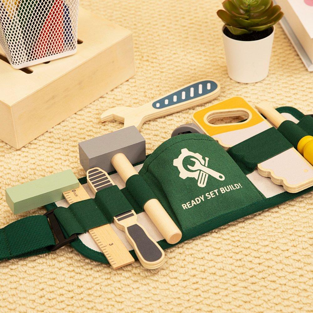 Brown - Tooky Toy - Wooden Toy Builders Tool Belt - 4