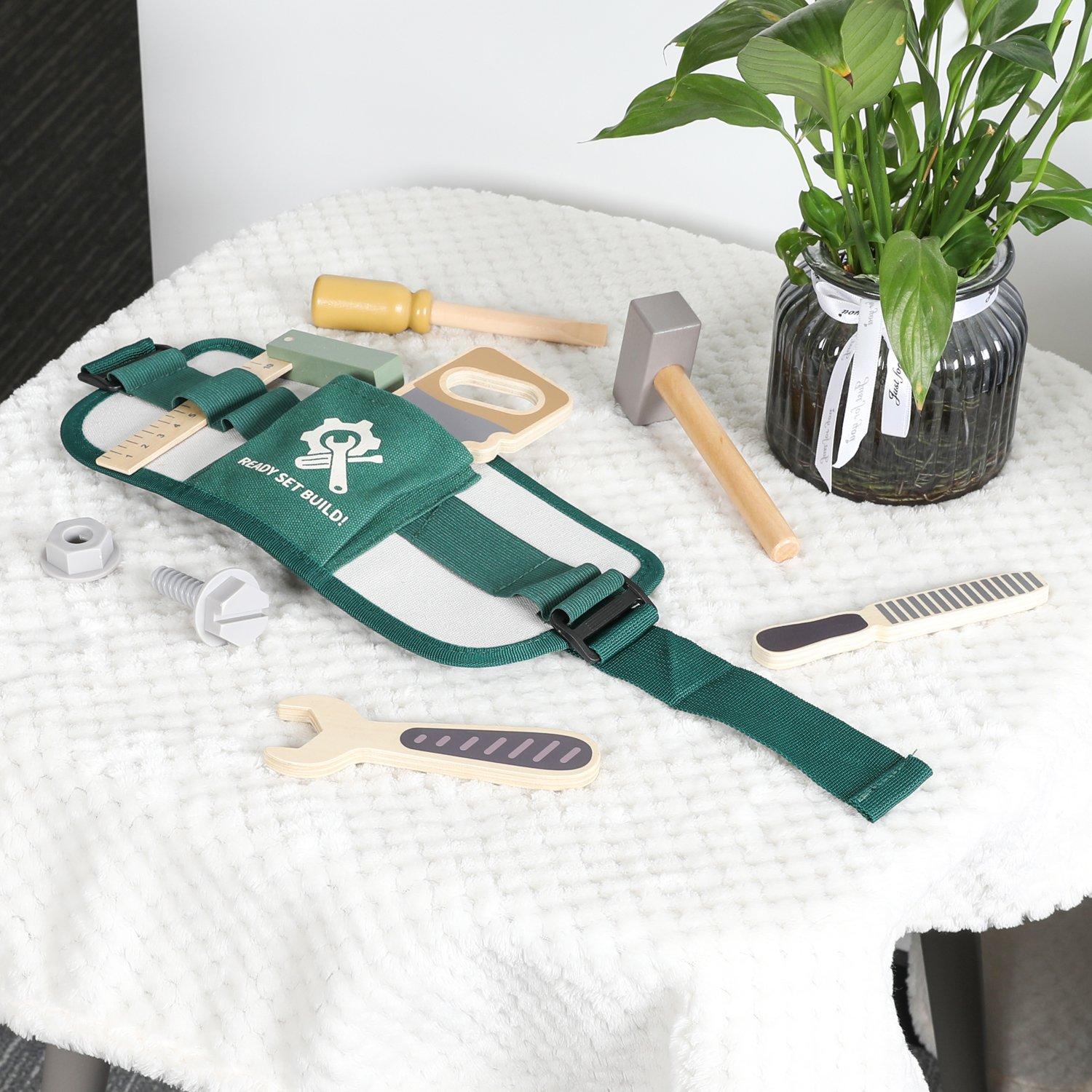 Brown - Tooky Toy - Wooden Toy Builders Tool Belt - 5