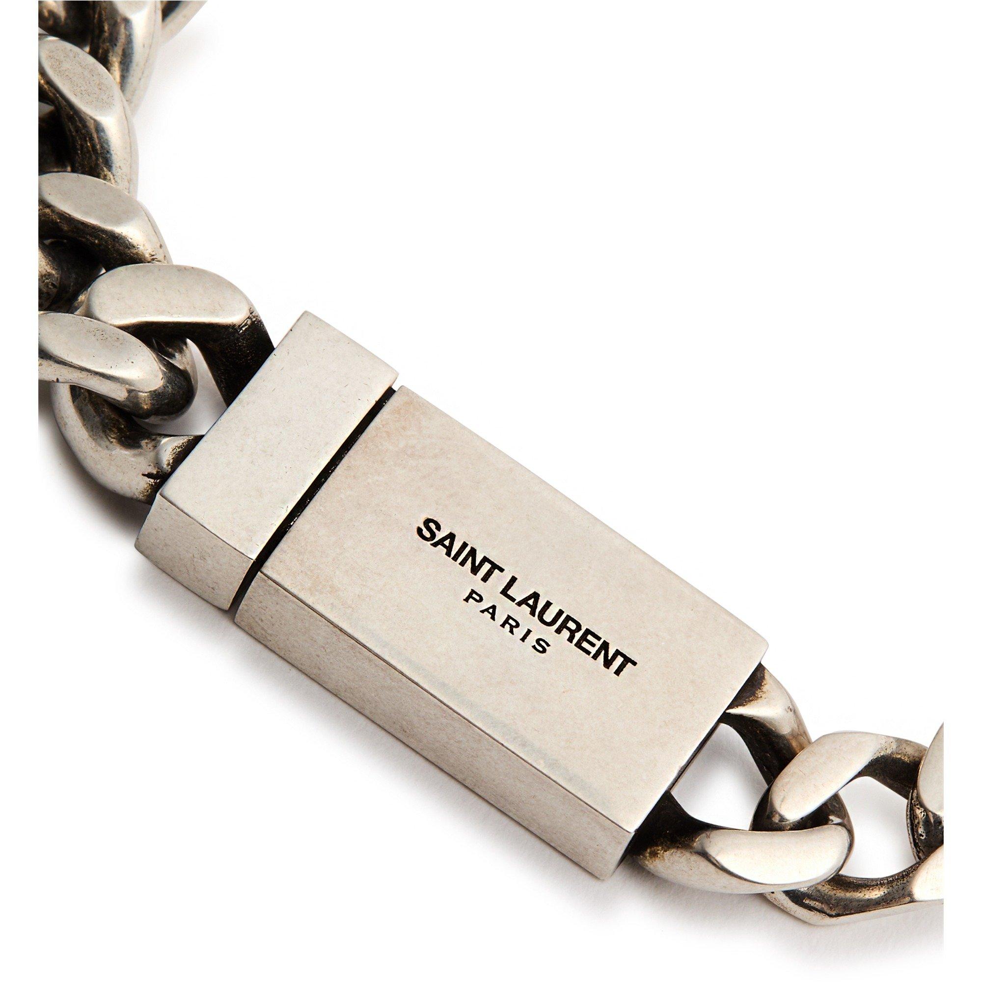 SILVER - Saint Laurent - SL BRASS METAL BRACELET - 4