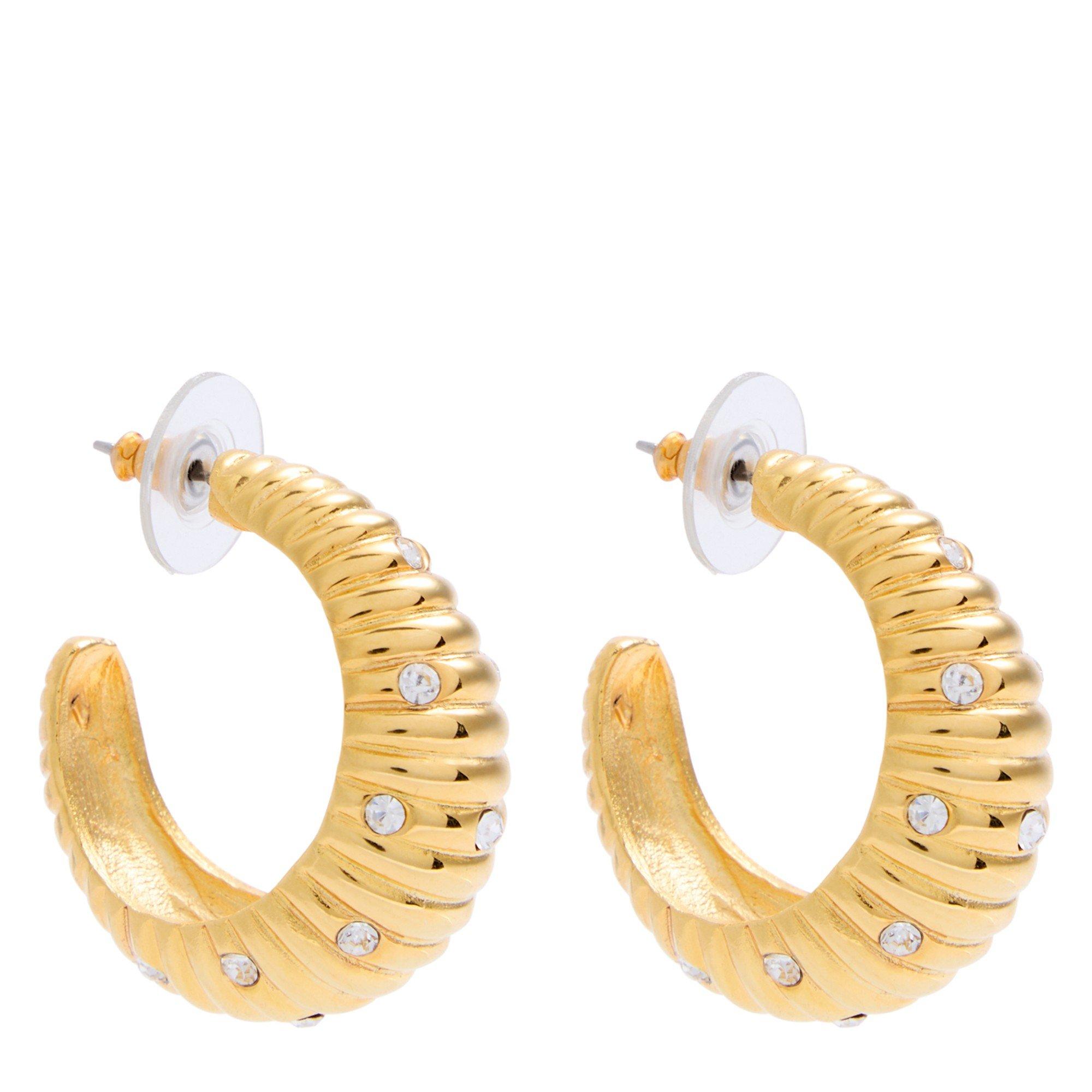 GOLD - Kenneth Jay Lane - HOOPS W CRYSTALS