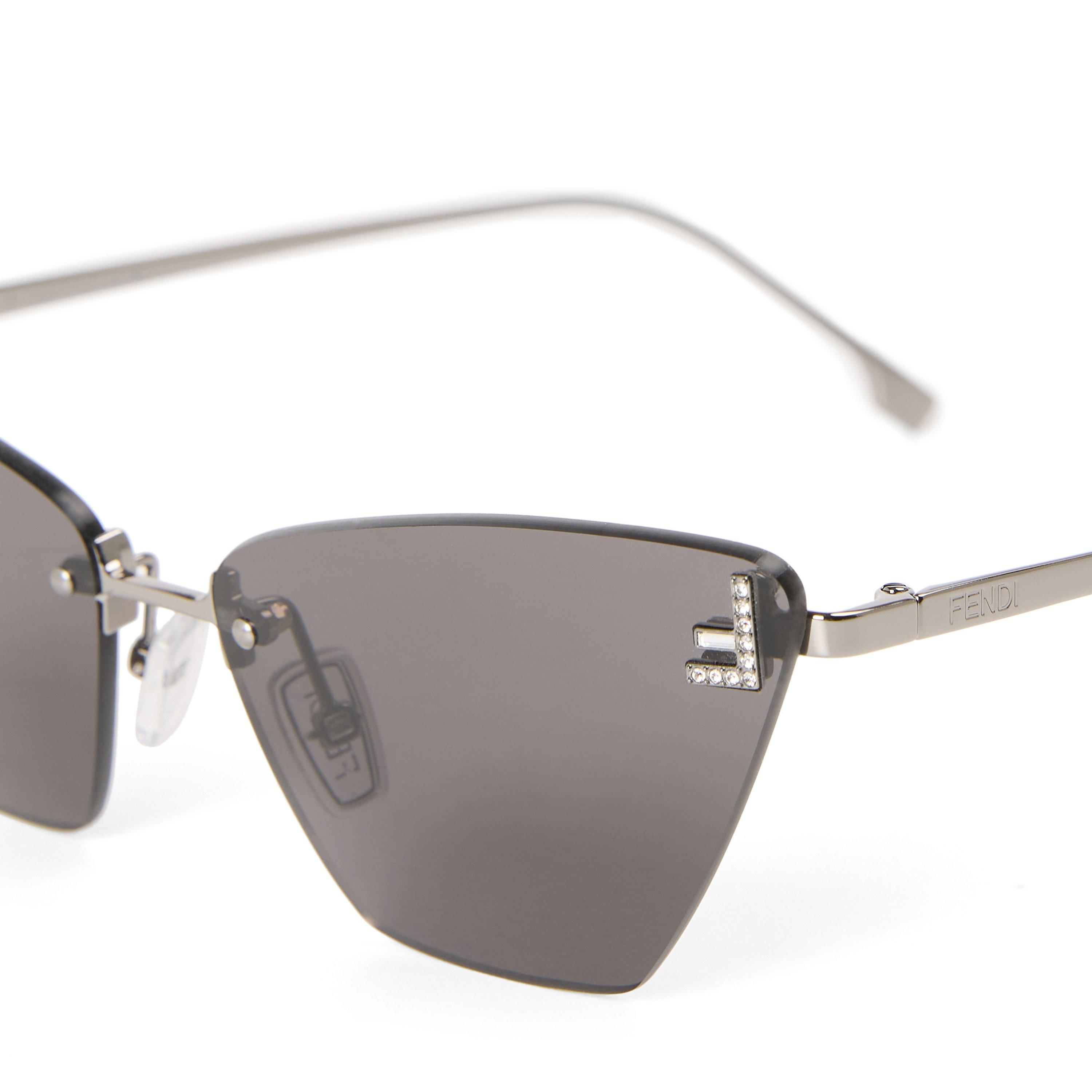 SILVER - Fendi - Women's Rimless Metal Cat Eye Sunglasses - 3