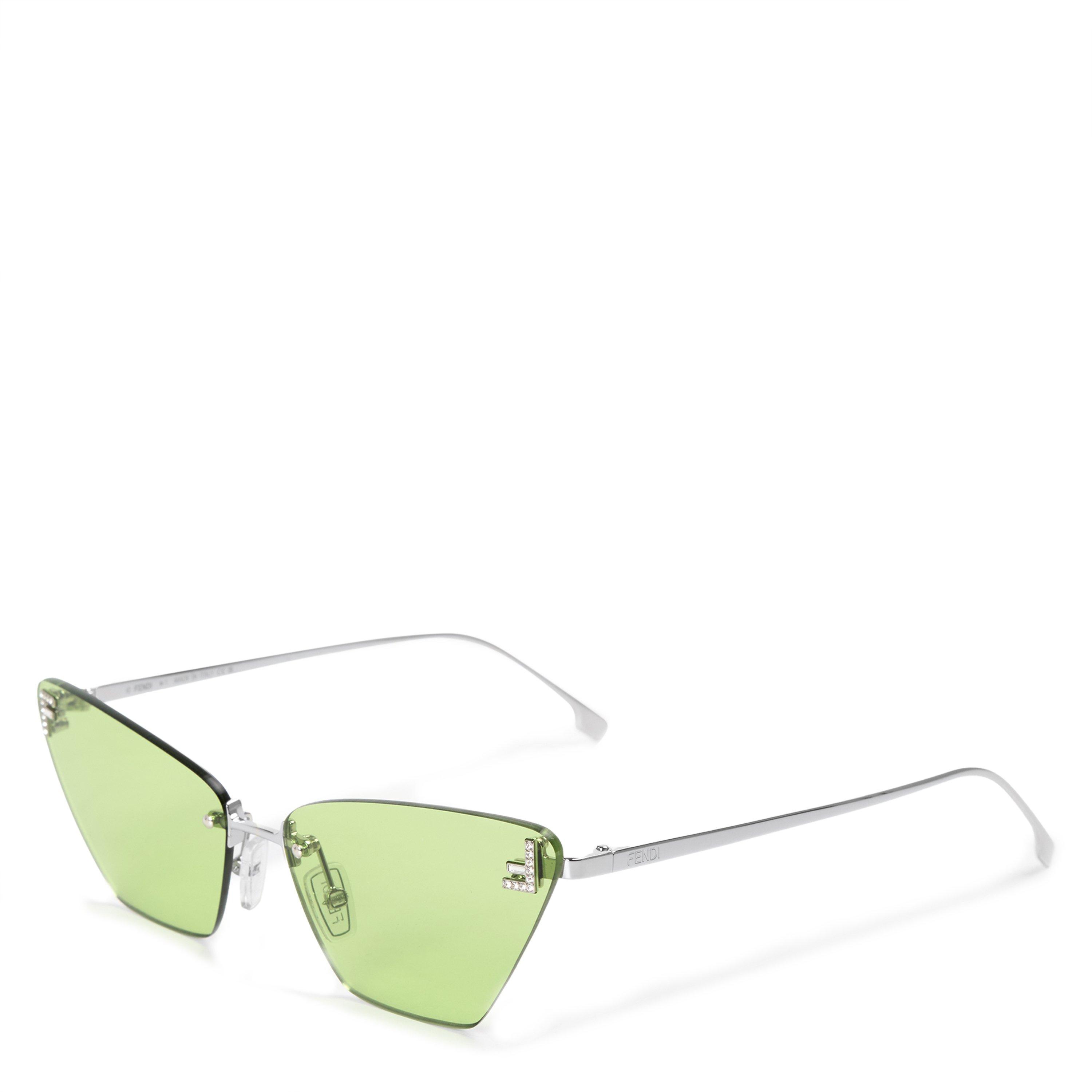 PINK - Fendi - Women's Rimless Metal Cat Eye Sunglasses - 1