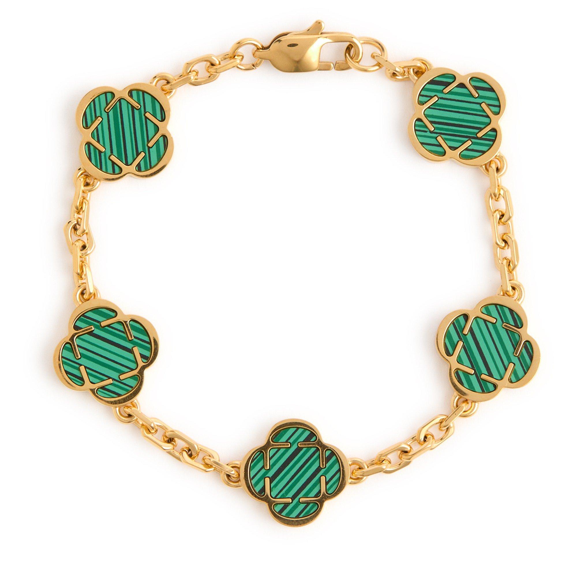 GOLD - CRAFTD - CRFTD BRCLT MALACHITE STNE CLV