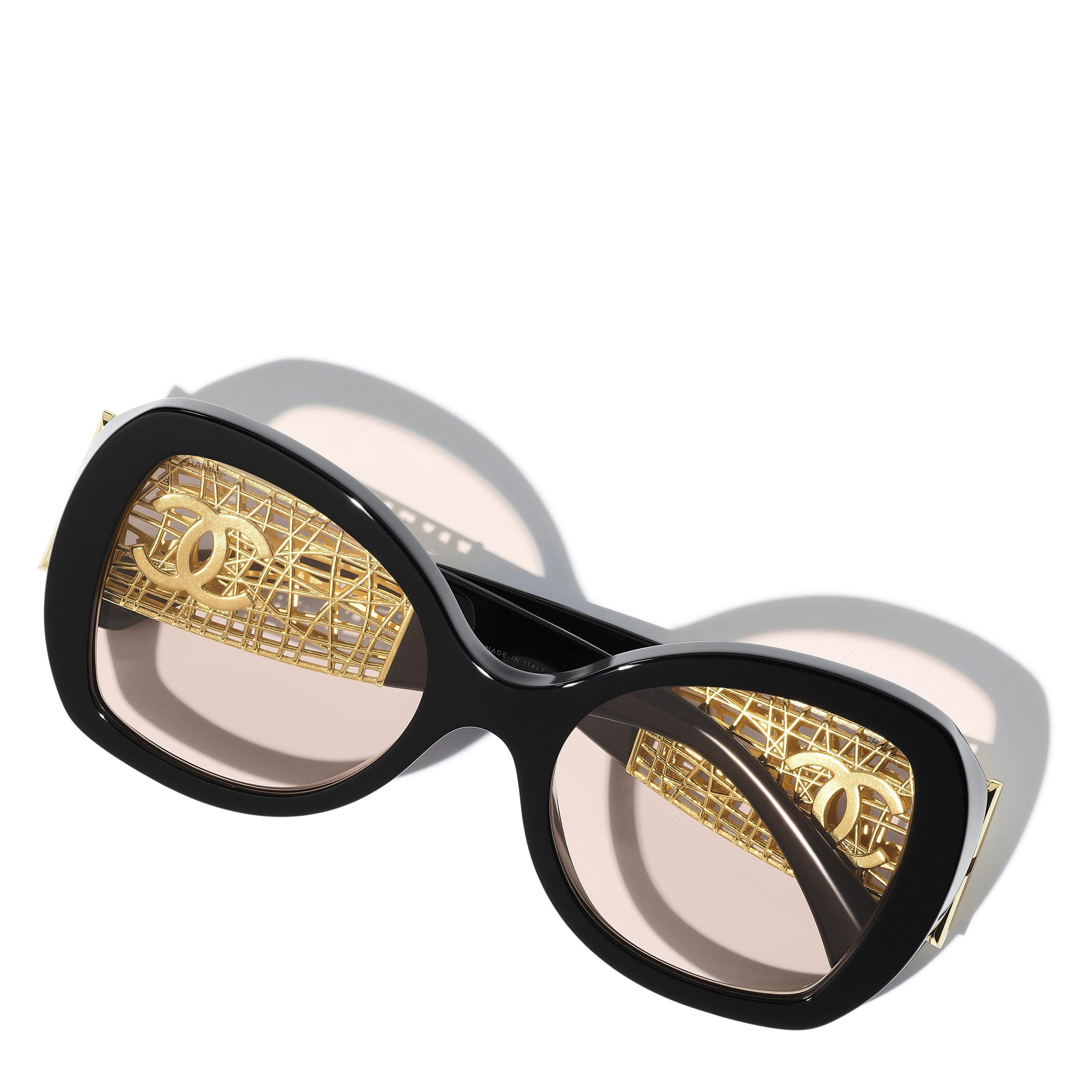 BLACK - CHANEL - CHANEL F ACETATE METAL BUTTERF - 4