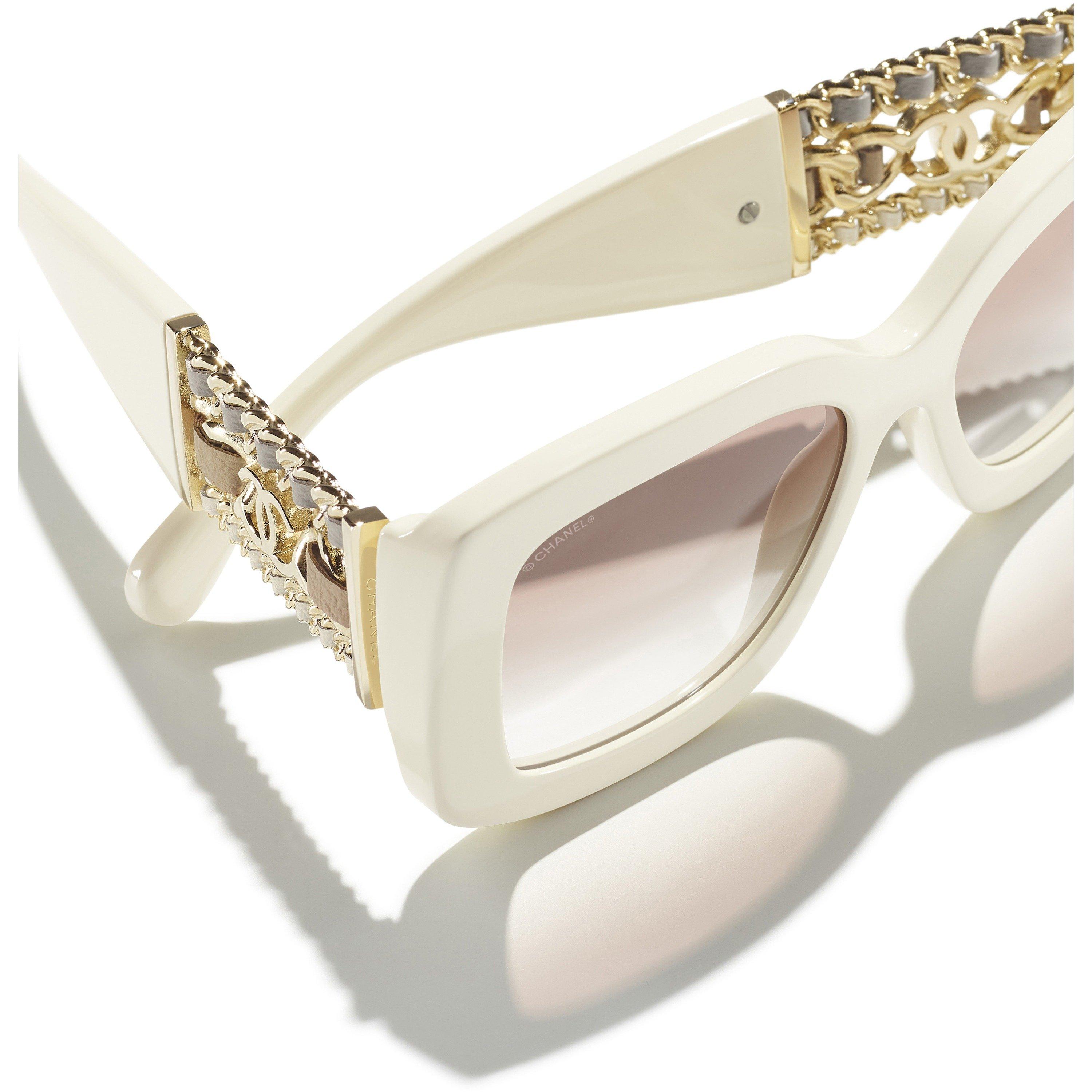 WHITE - CHANEL - CHANEL F ACETATE METAL SQUARE - 4
