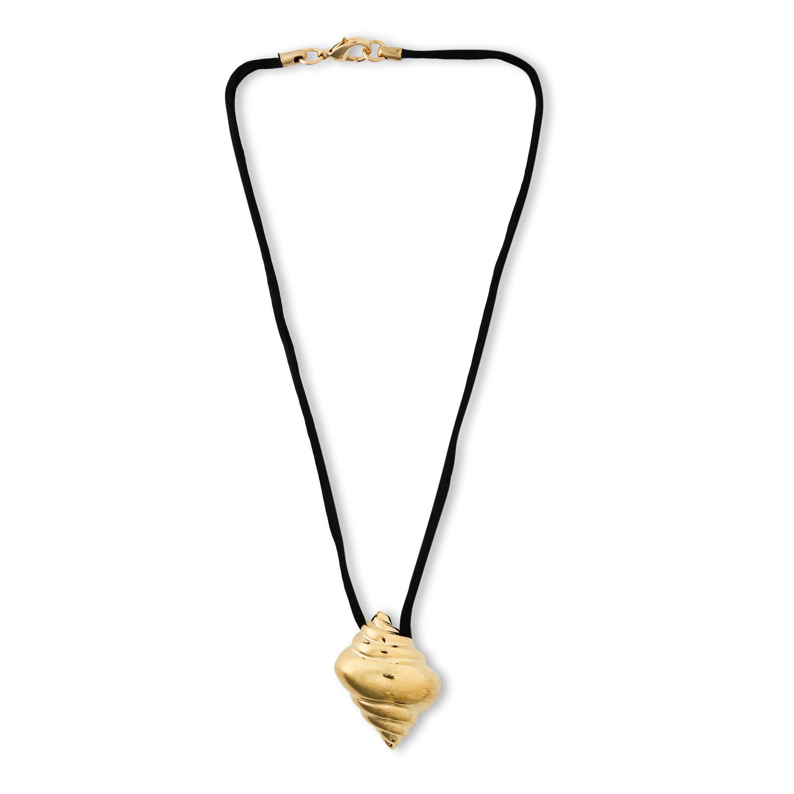GOLD AND OTHER - Kenneth Jay Lane - BLACK CORD SEASHELL NECKL - 2